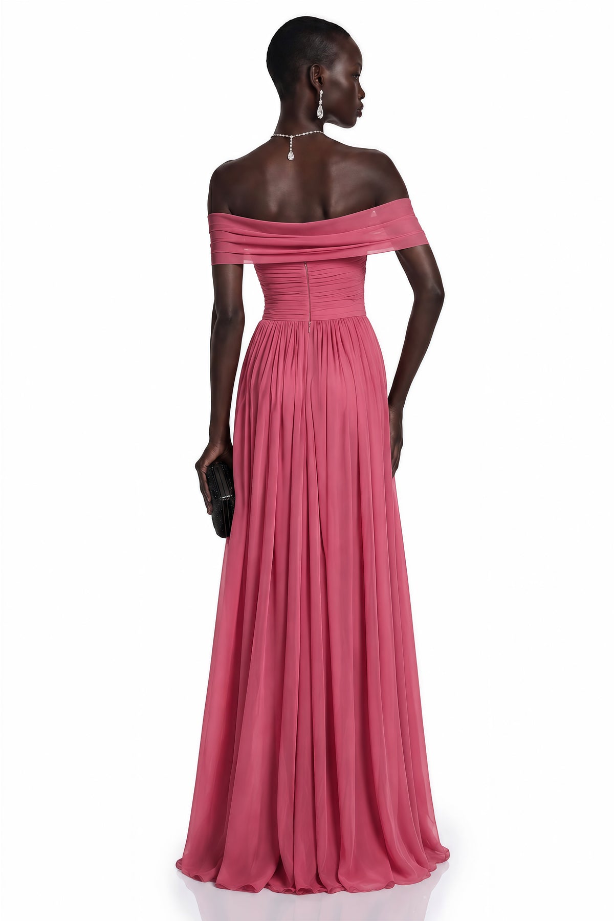 Ecrin Pink Off Shoulder Cross Front Maxi Dress