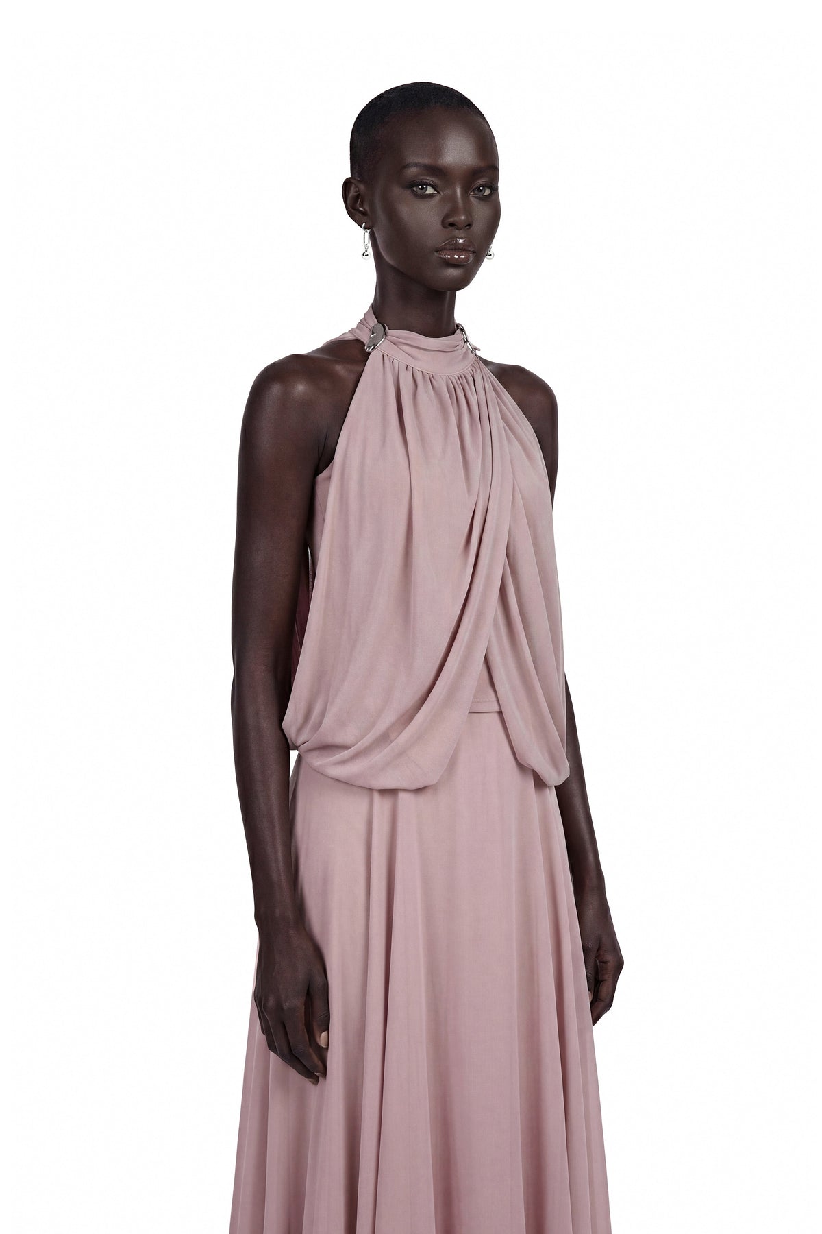 Edith Dusty Pink Halterneck Draped Top