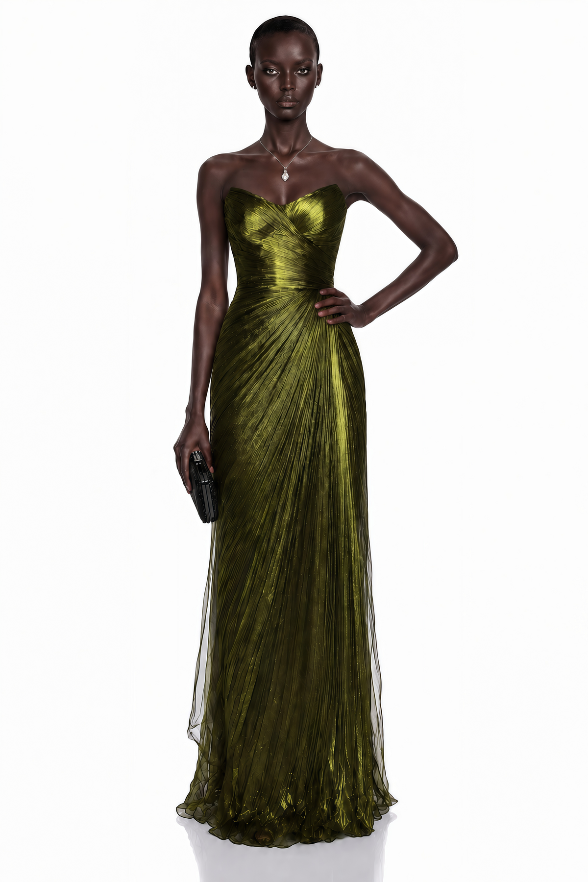 Elif Emerald Green Off Shoulder Ruched Maxi Dress