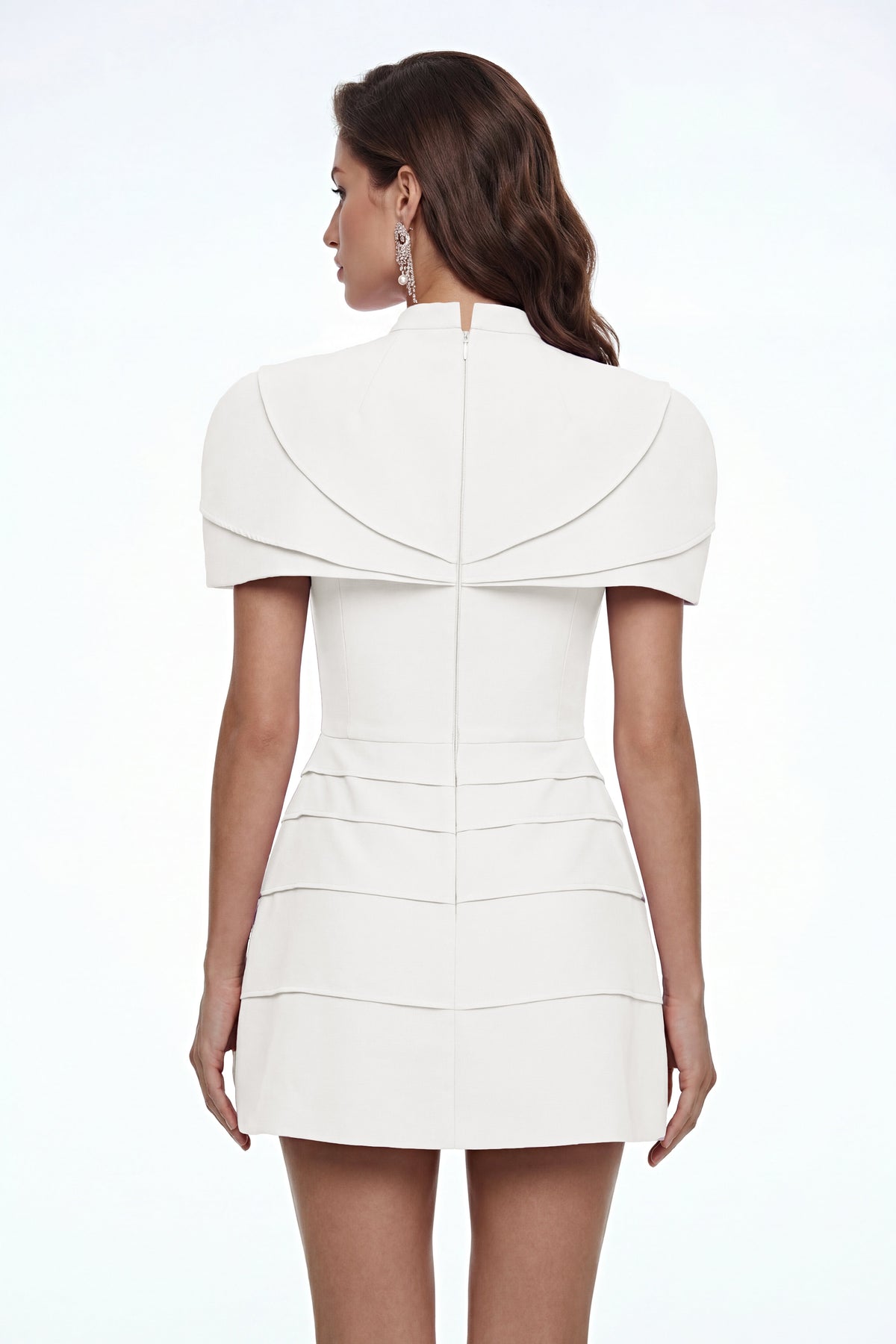 Elina White Cape Mini Dress
