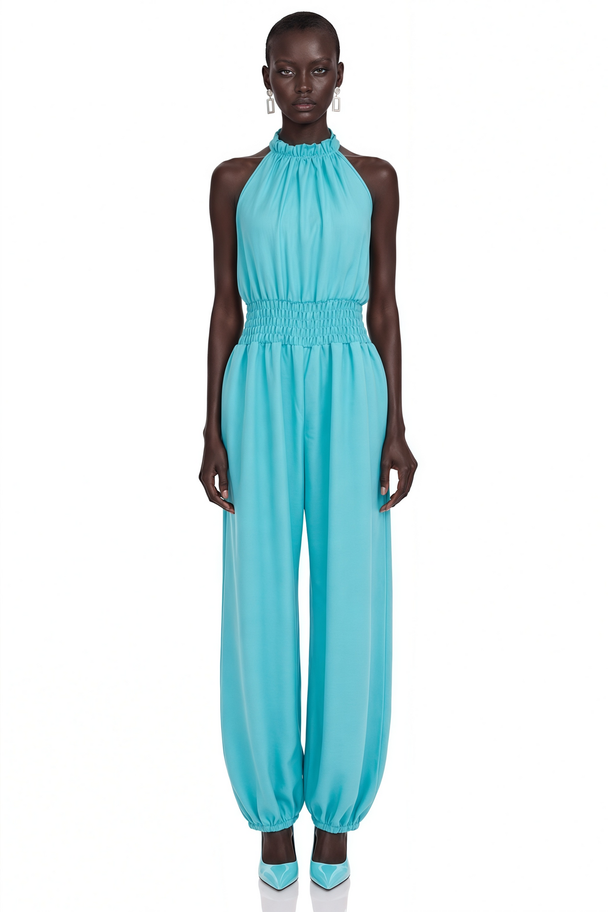 Elisa Green Halterneck Lantern-Shaped Jumpsuit