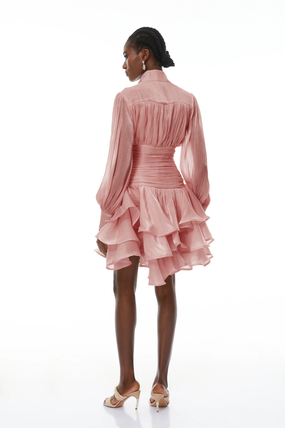 Emersyn Pink High-Neck Ruffled Detail Mini Dress (Final Sale-US Only)