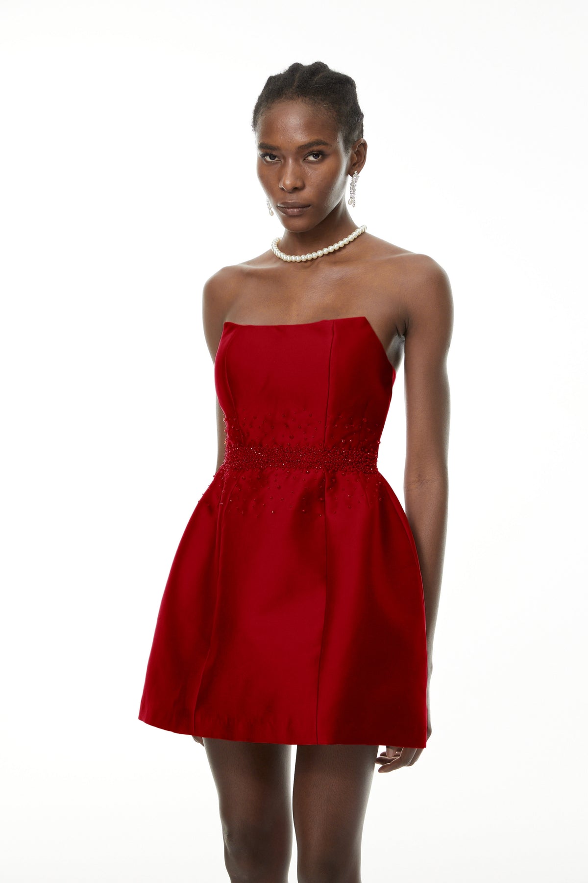 Eneko Red Bead Embellished Mini Dress (Final Sale)
