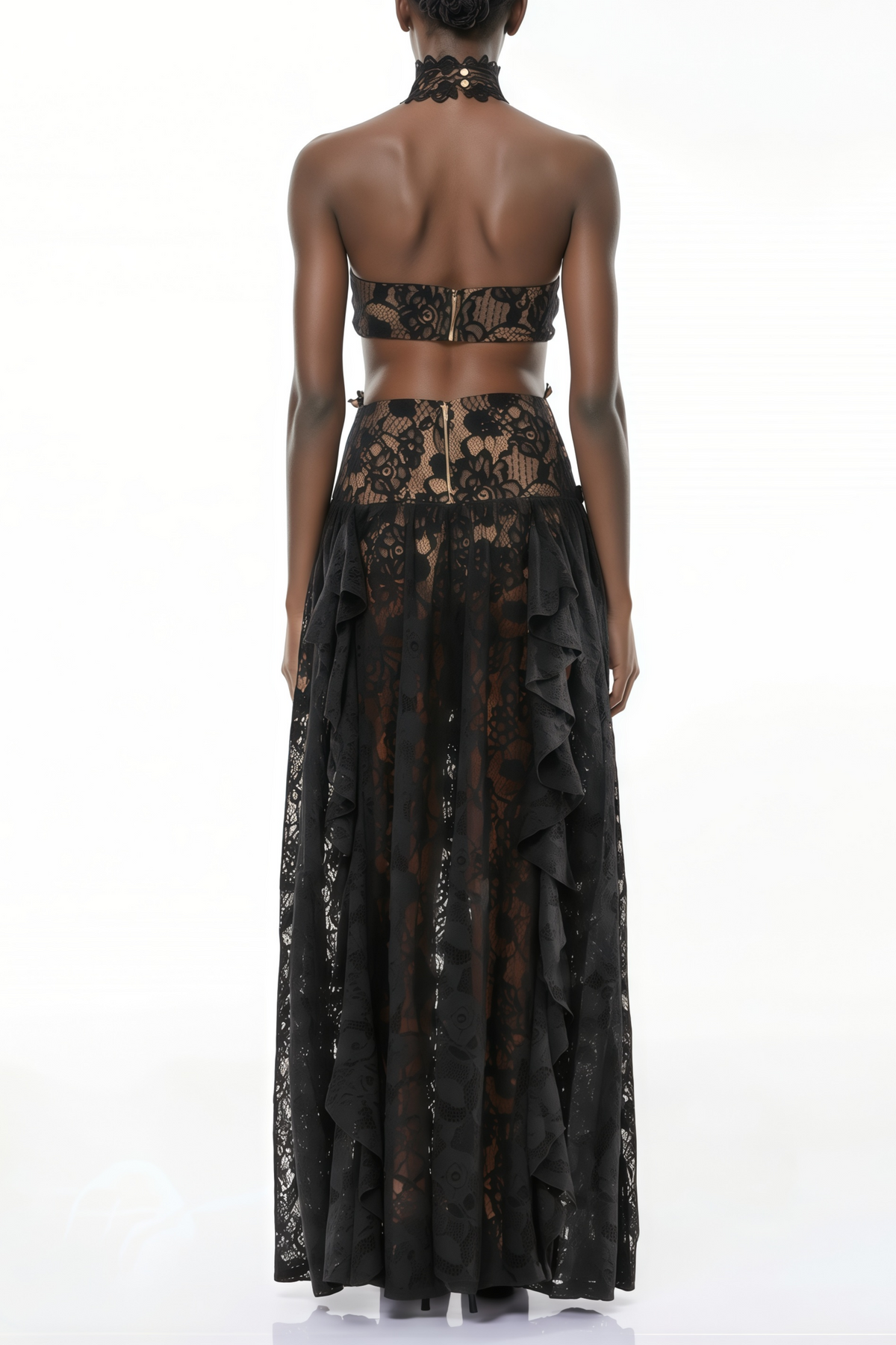 Evelyn Black Halterneck Lace Maxi Dress (Final Sale-US Only)