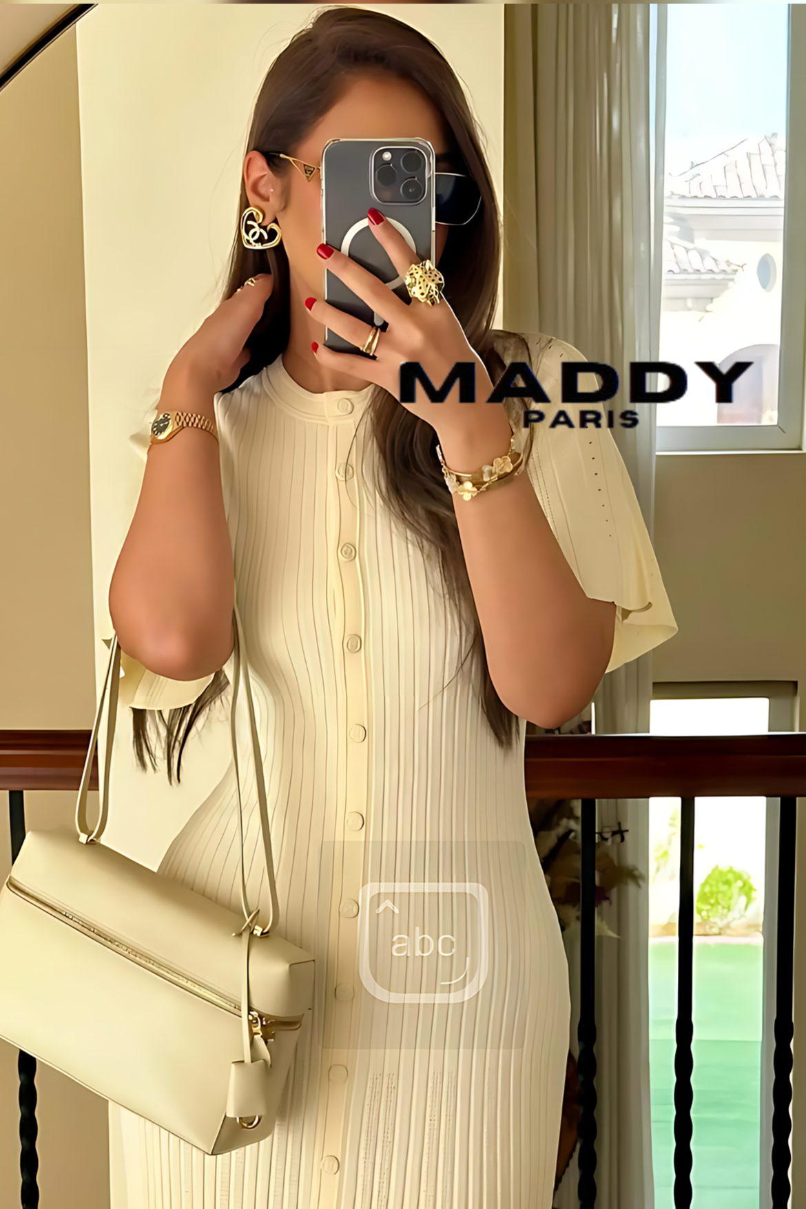 SANDRO Fine-knit midi dress with openwork design yellow/beige