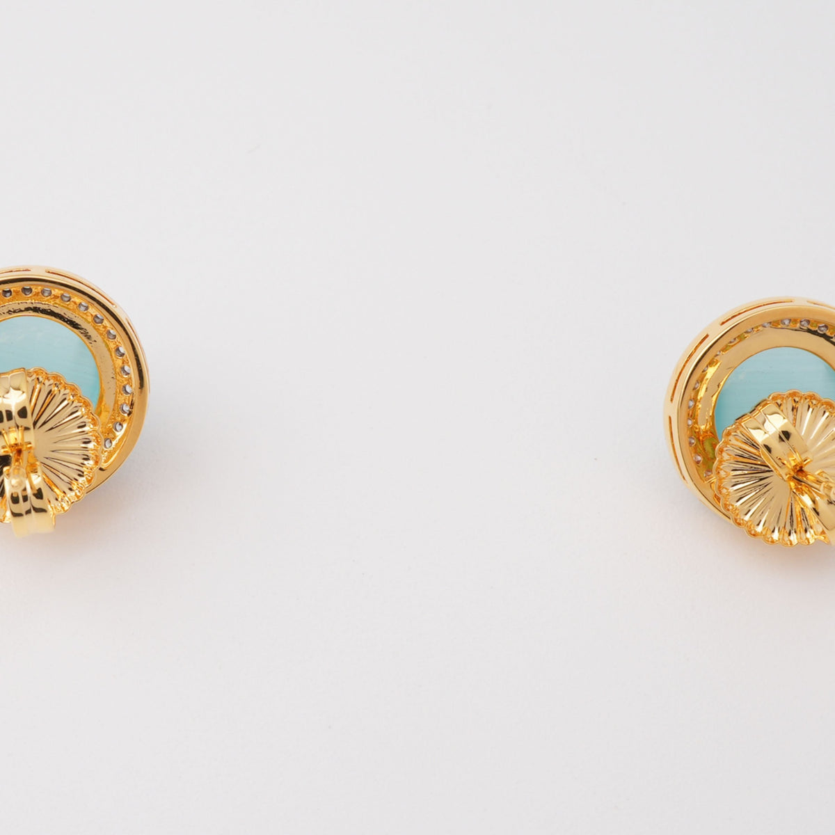 Fahire Aqua Round Cut Gemstone Crystal Earrings