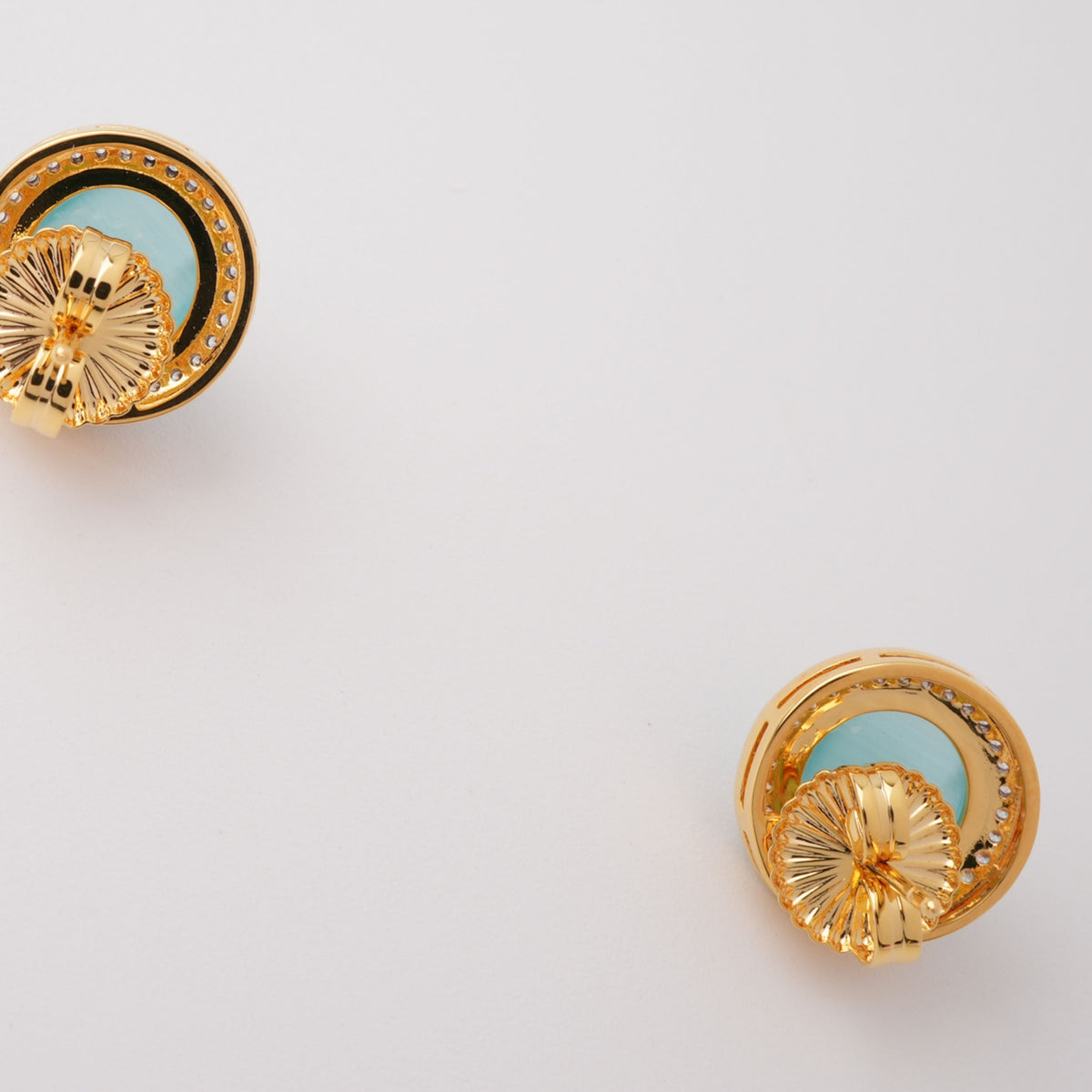 Fahire Aqua Round Cut Gemstone Crystal Earrings