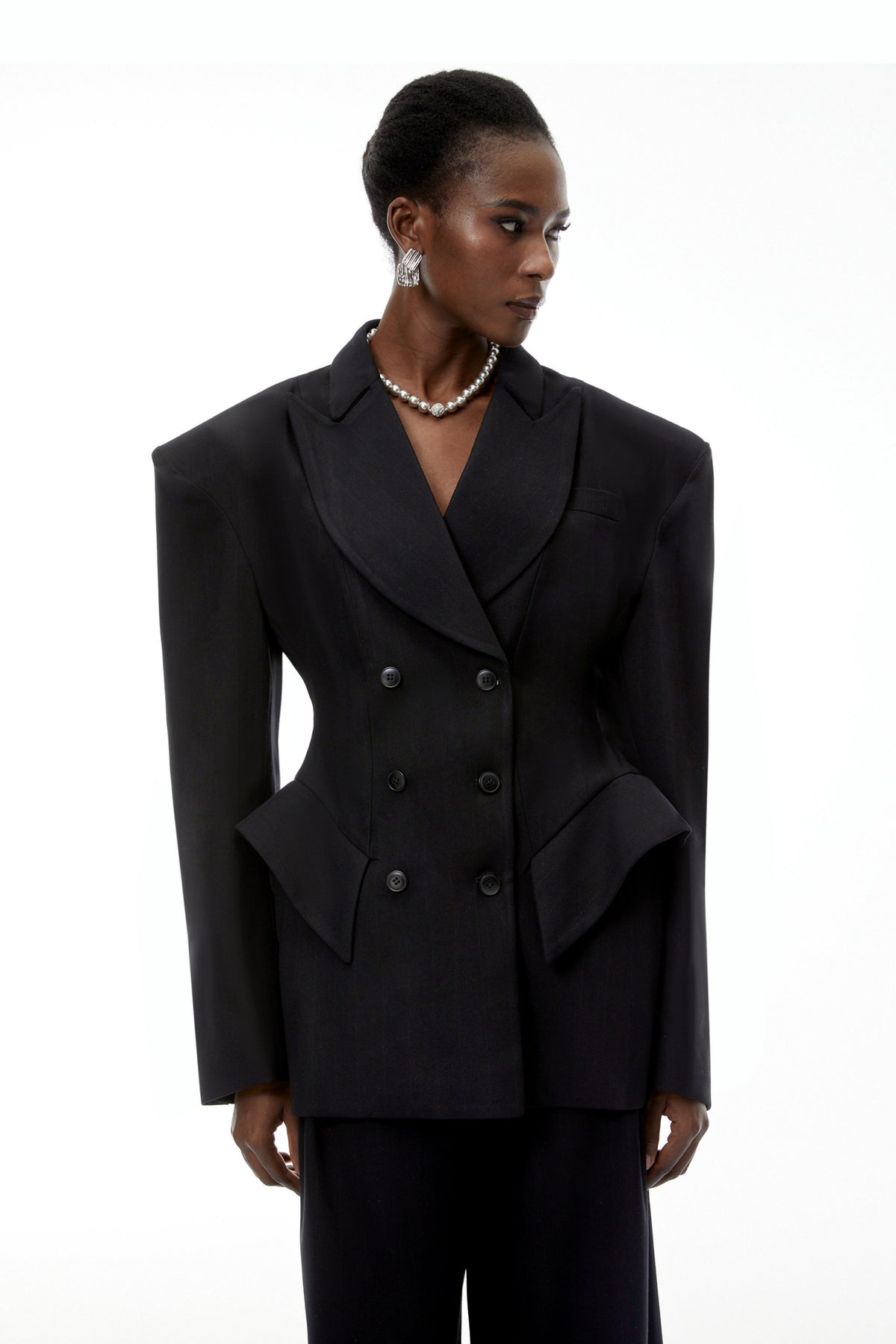 Faith Black Double-Breasted Blazer & Trouser Set