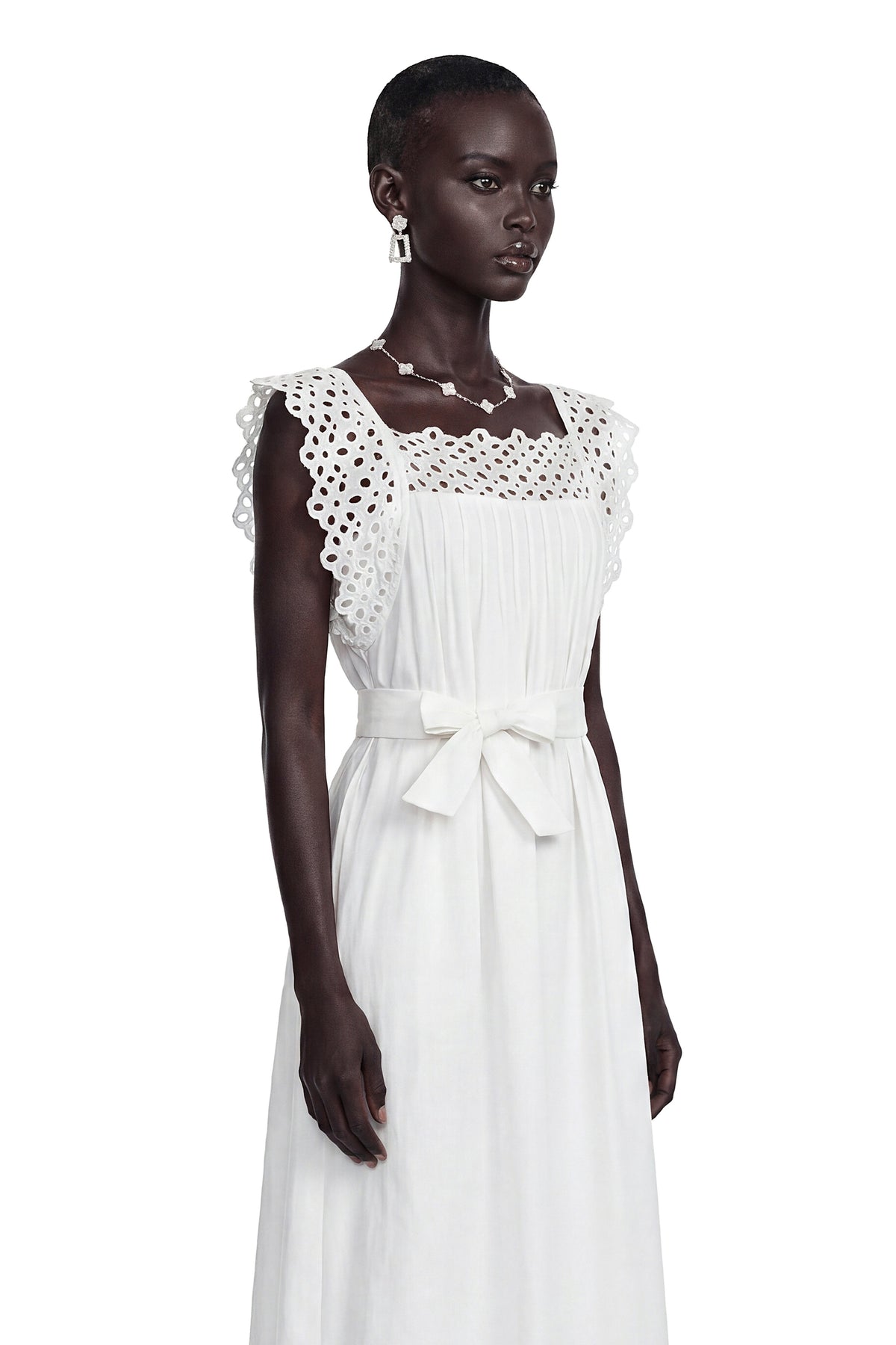 Farrah White Cut-Out Pleated Maxi Dress