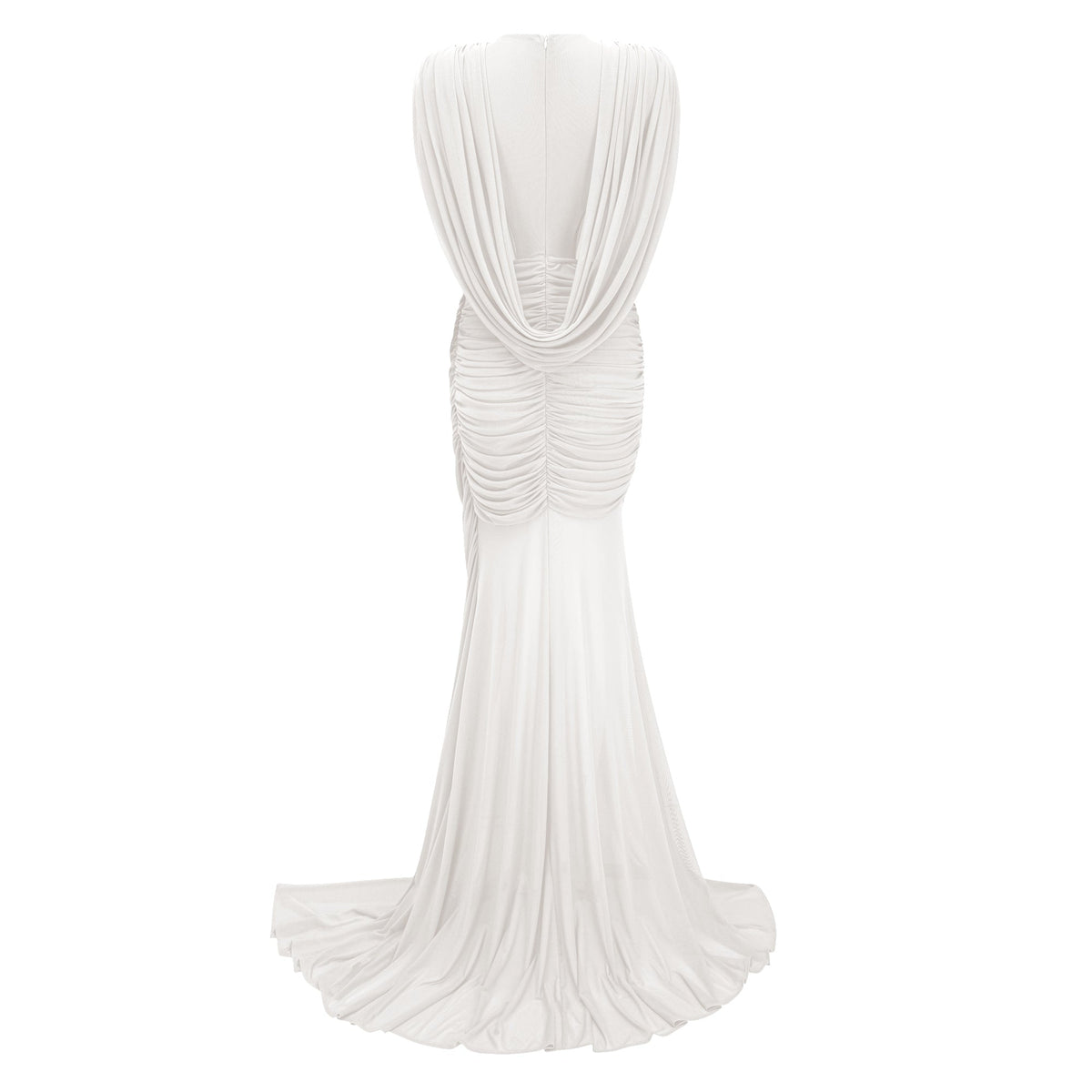Fíona White Asymmetrical Draped Maxi Gown