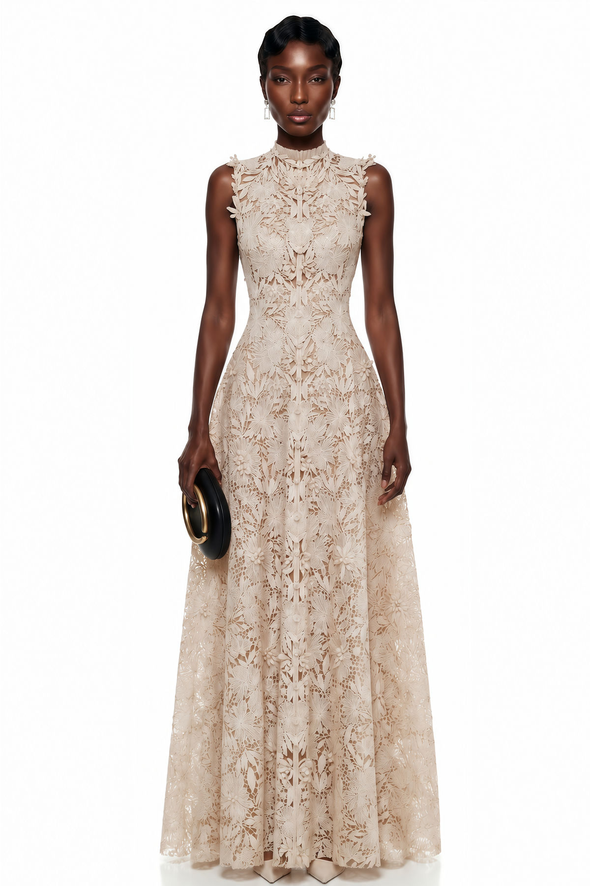Franziska Neutrals Floral Embroidered Maxi Dress