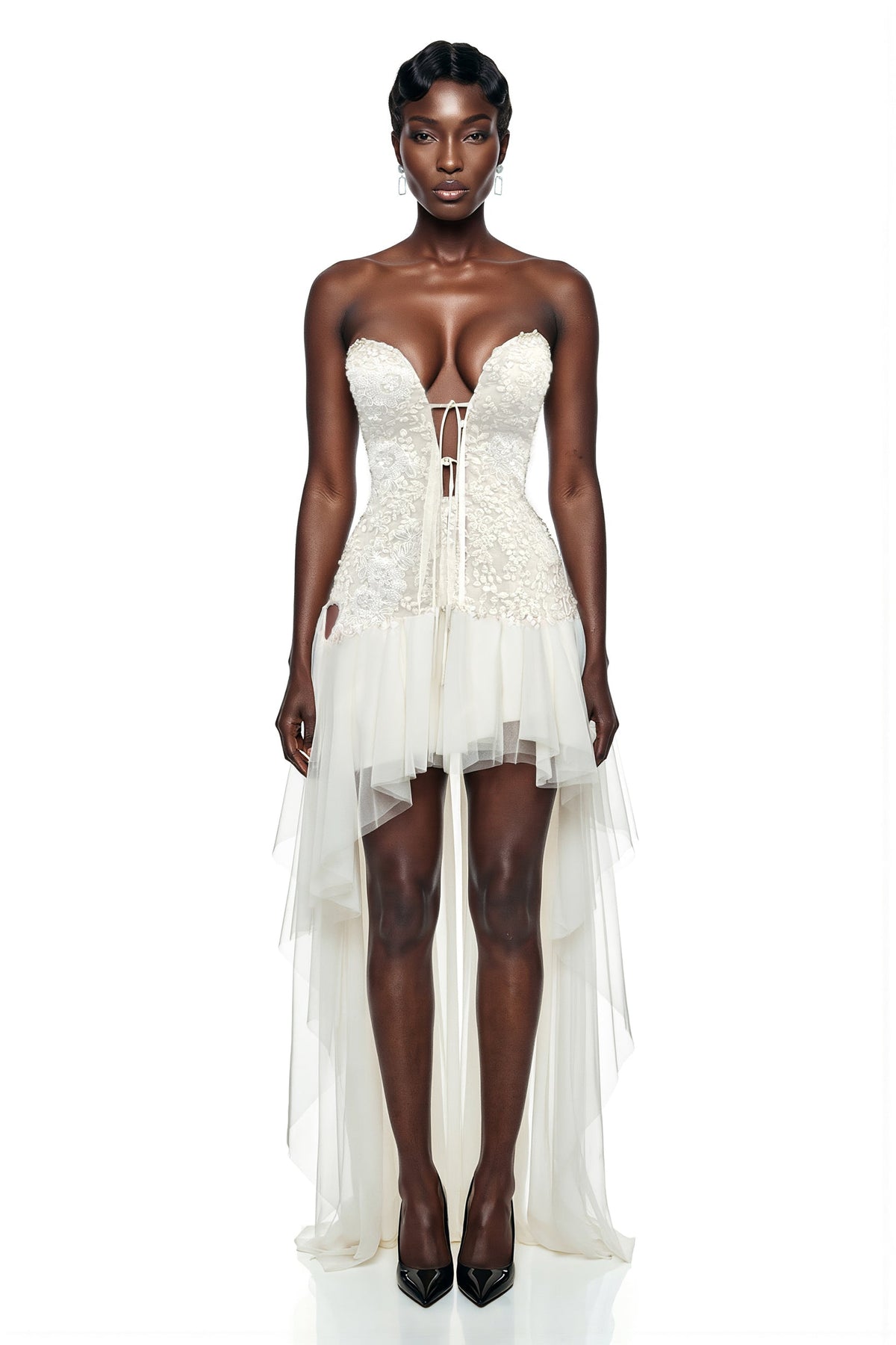 Fury Champagne Off Shoulder Embellished Tulle Maxi Dress