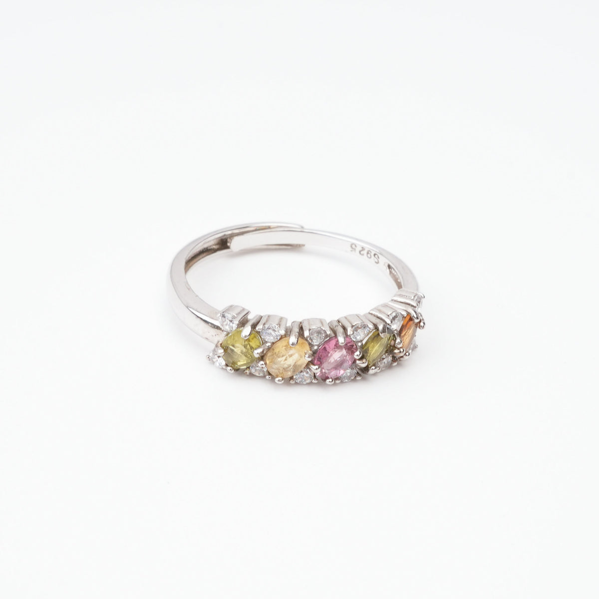 Gabriela Multicolor Oval Cut Five Stone Gemstone Sterling Silver Ring