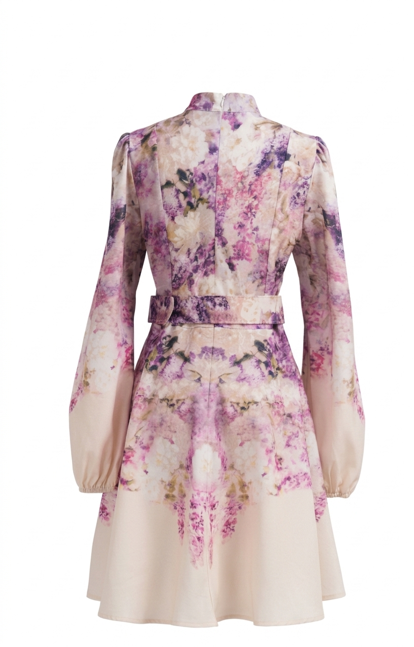MADDY  FLORAL COTTON LINEN MINI DRESS - Pink      MADDY PARIS