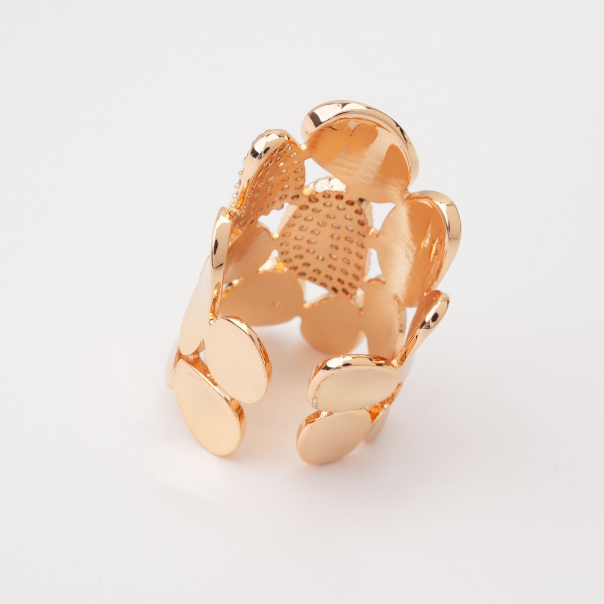 Giselle Gold Tone Pebble Cluster Pavé Crystal Sterling Silver Ring