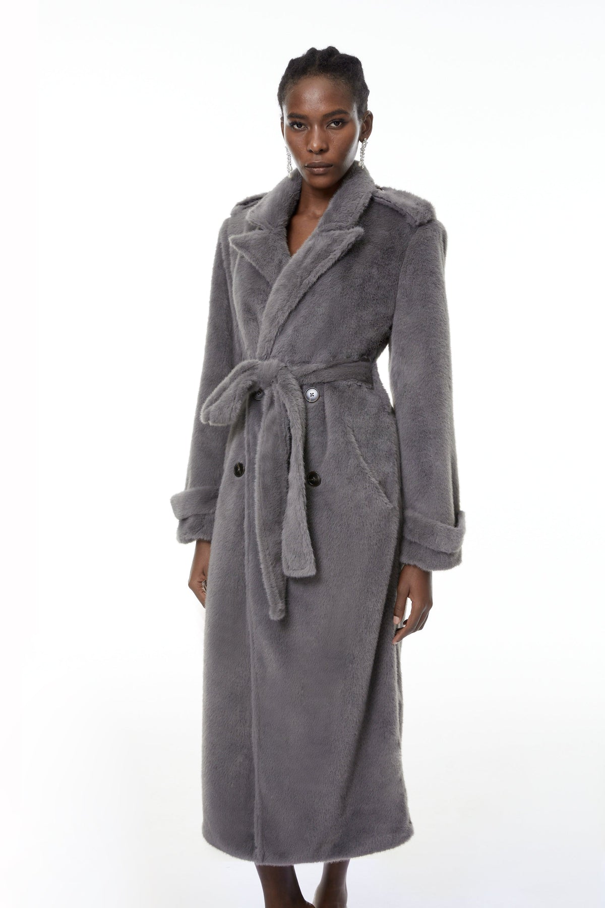 Gugulethu Grey Faux Fur Long Coat (Final Sale)