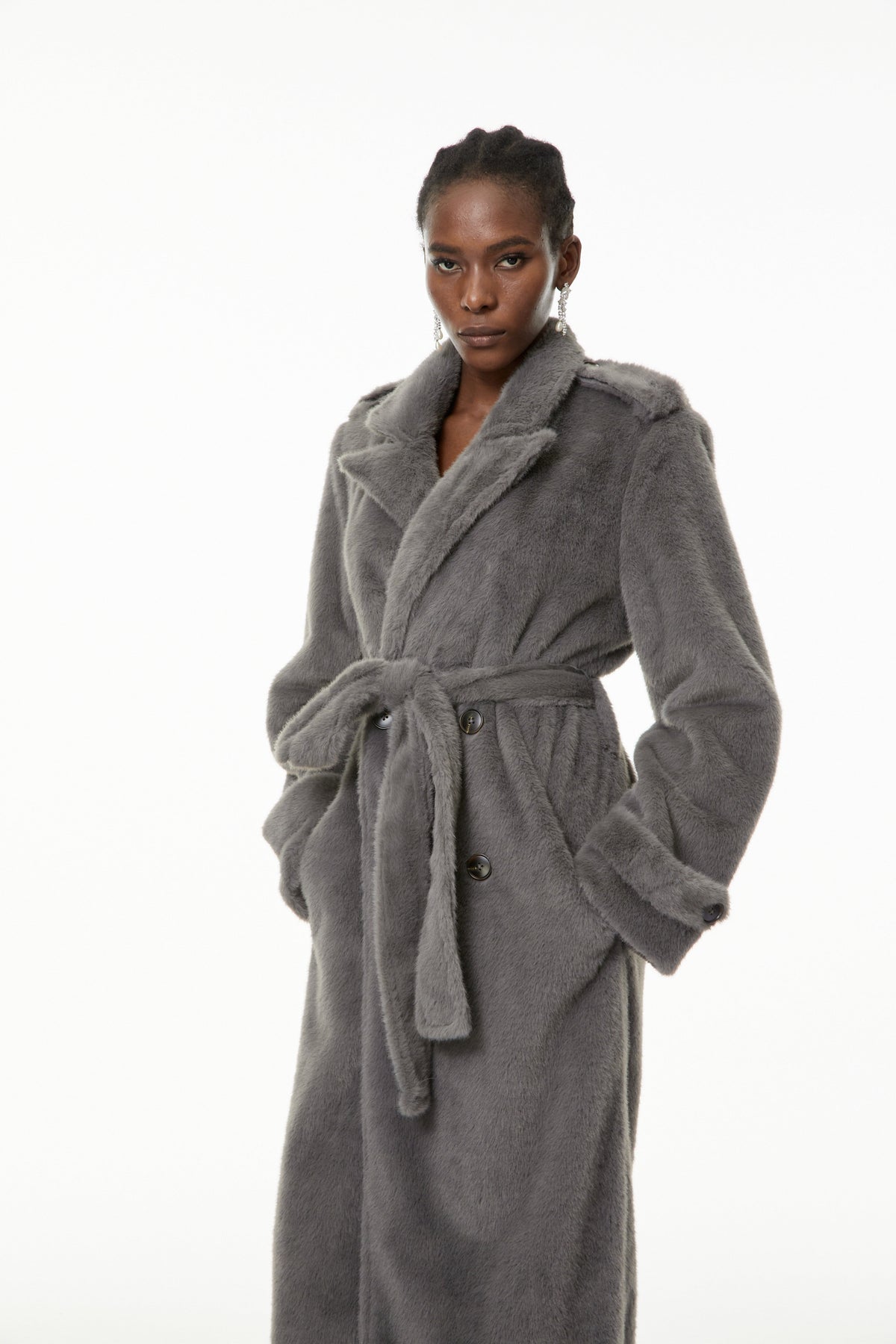 Gugulethu Grey Faux Fur Long Coat (Final Sale)