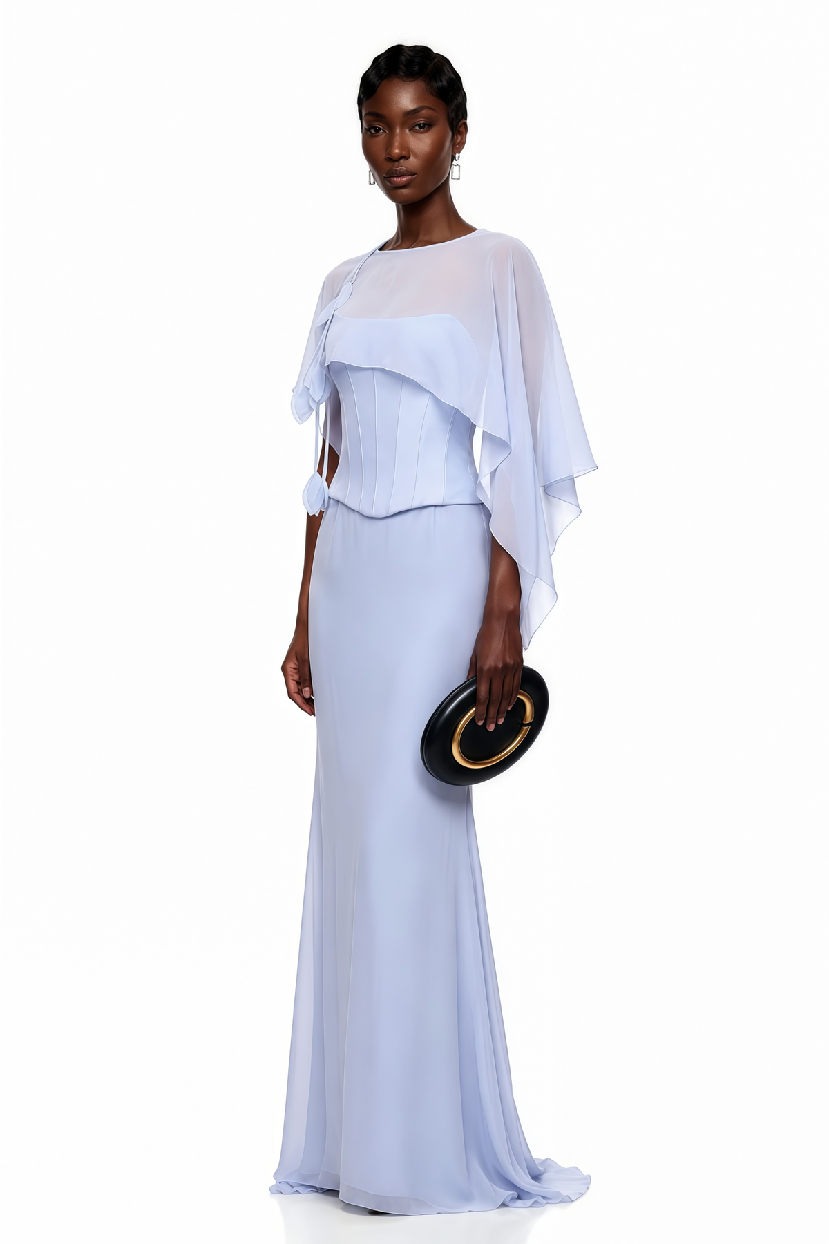 Gwendolyn Blue Corset Top & Skirt Set With Scarf
