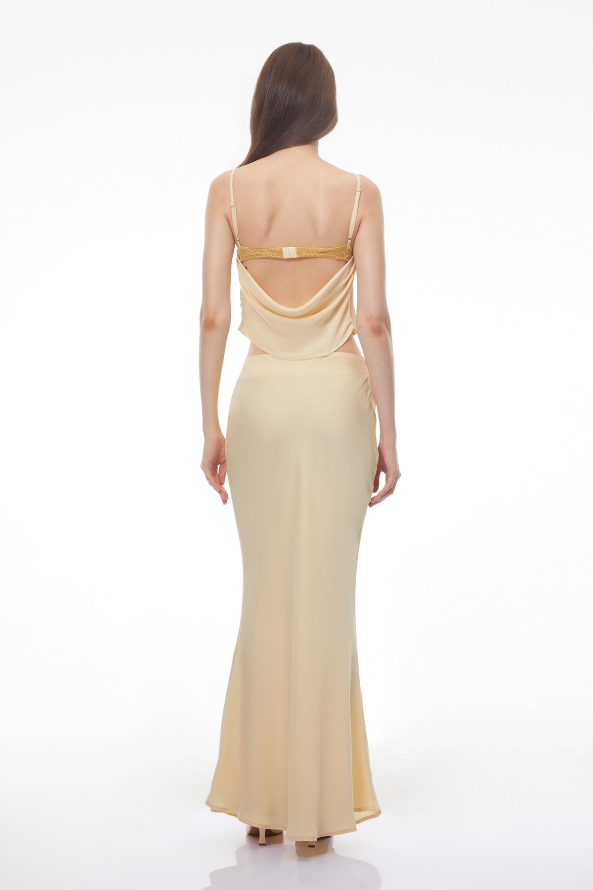 Gwendolyn Yellow Ruched Top & High Waisted Skirt Set