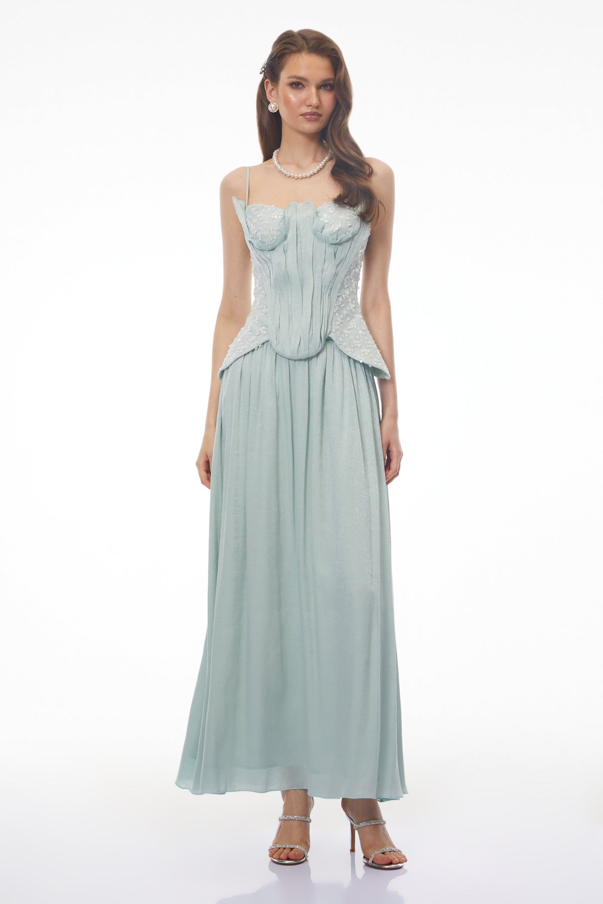 Hattie Turquoise Sequin Ruffled Top & Skirt Set