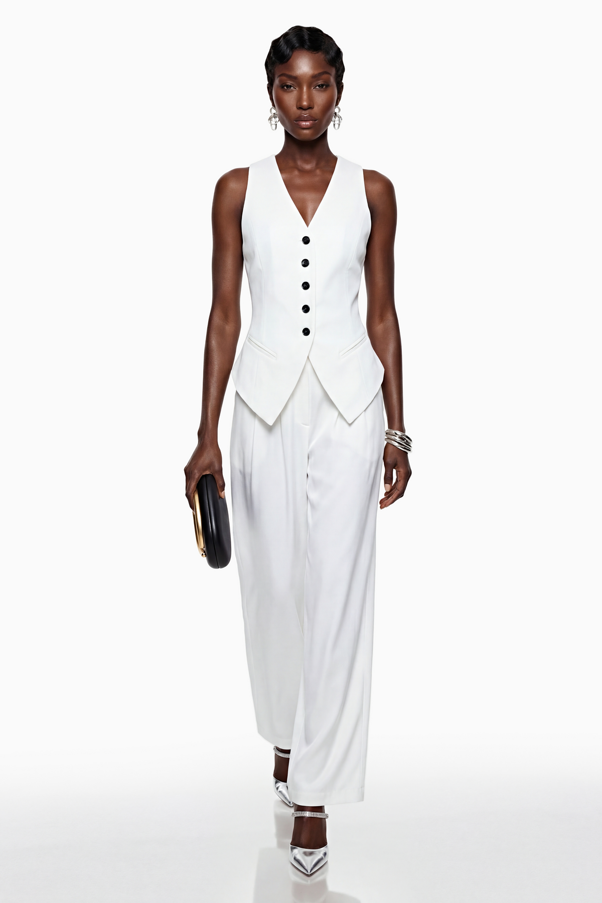 Heidi White Sleeveless Vest & Trousers Set (Final Sale-US Only)
