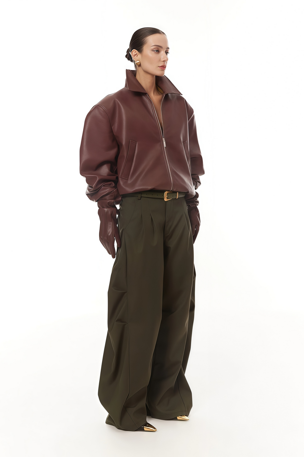 Harbor Burgundy Pebbled Leather Bomber Jacket (Final Sale)