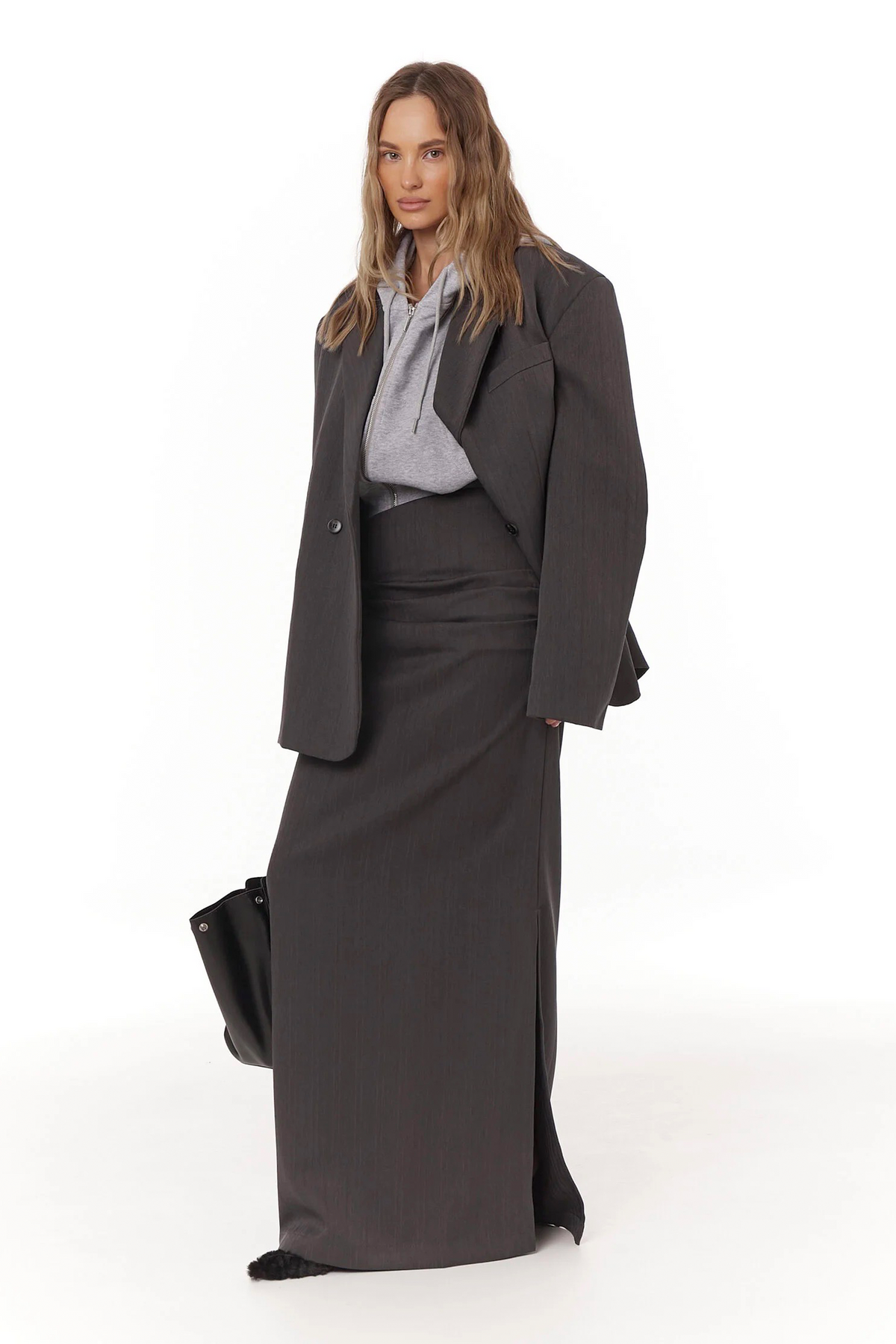 Eléonore Grey Double-Breasted Oversize Blazer