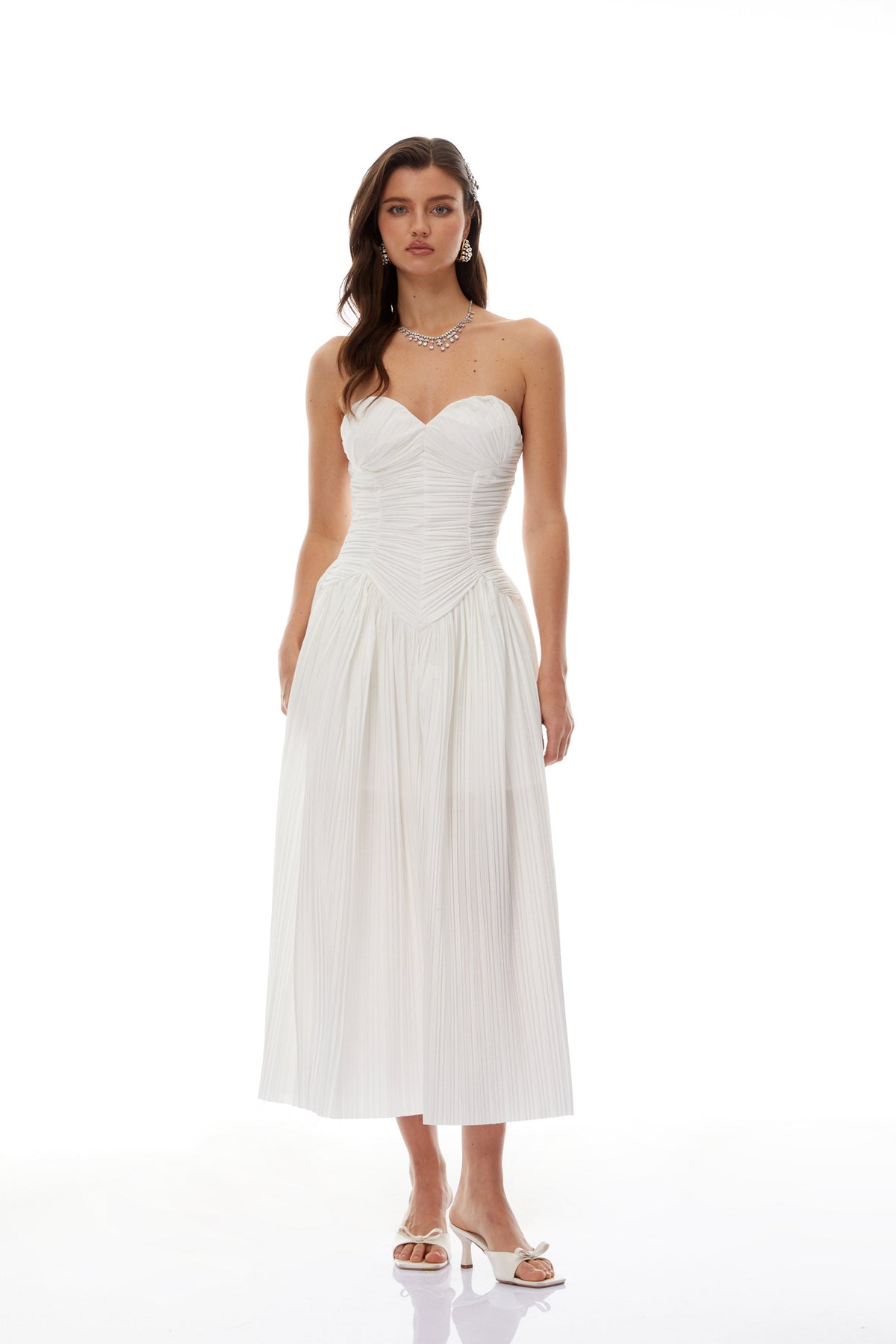 Ilinca White Off-Shoulder Ruched Maxi Dress (Final Sale-US Only)