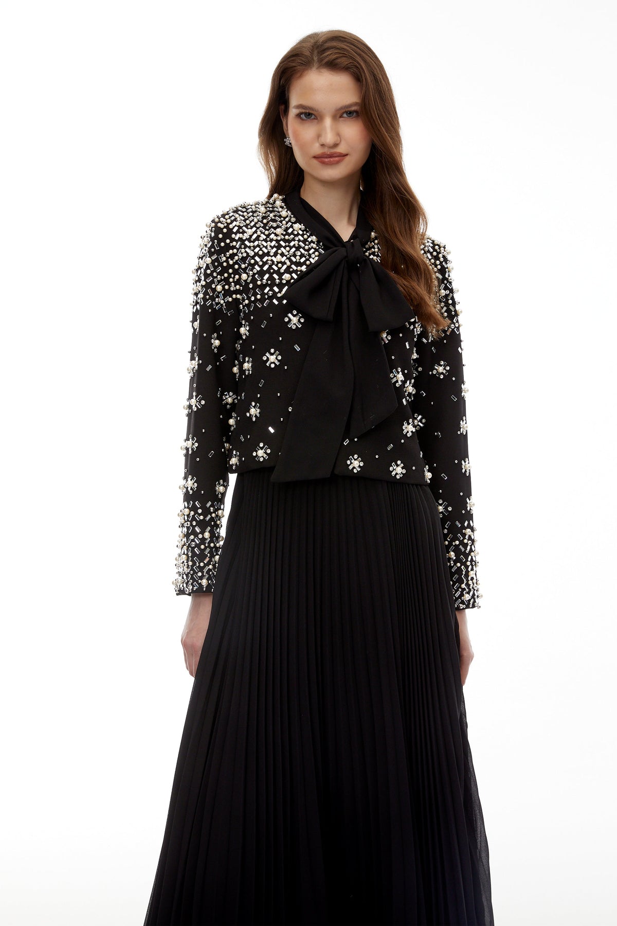 Imogen Black Embellished Jacket & Dress Set