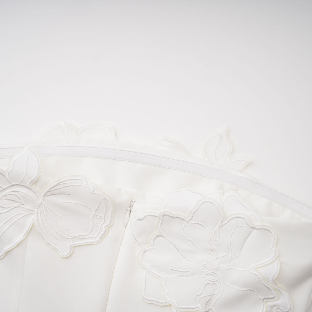 Inga Cream White Strapless Floral Embroidered Mini Dress