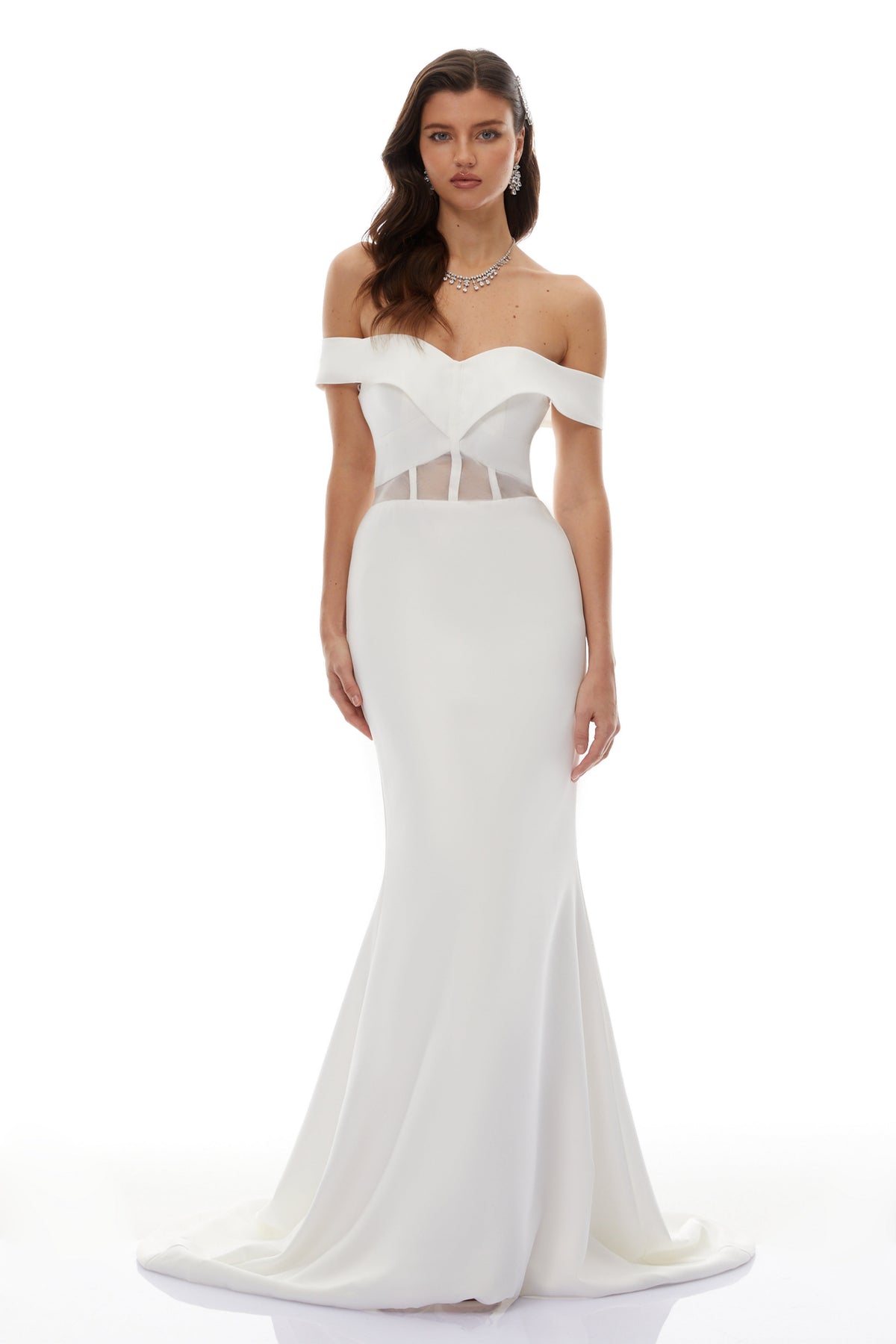 Ingrid White Off Shoulder Mermaid Maxi Dress