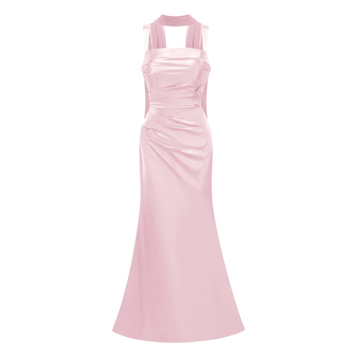 Inmaculada Pink Ruched Satin Maxi Dress