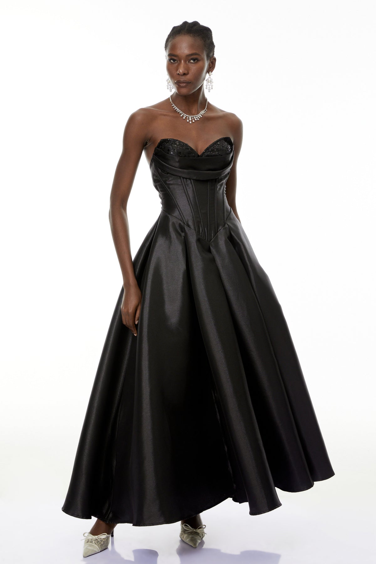 Ivana Black Corset Bodice Maxi Gown (Final Sale-US Only)