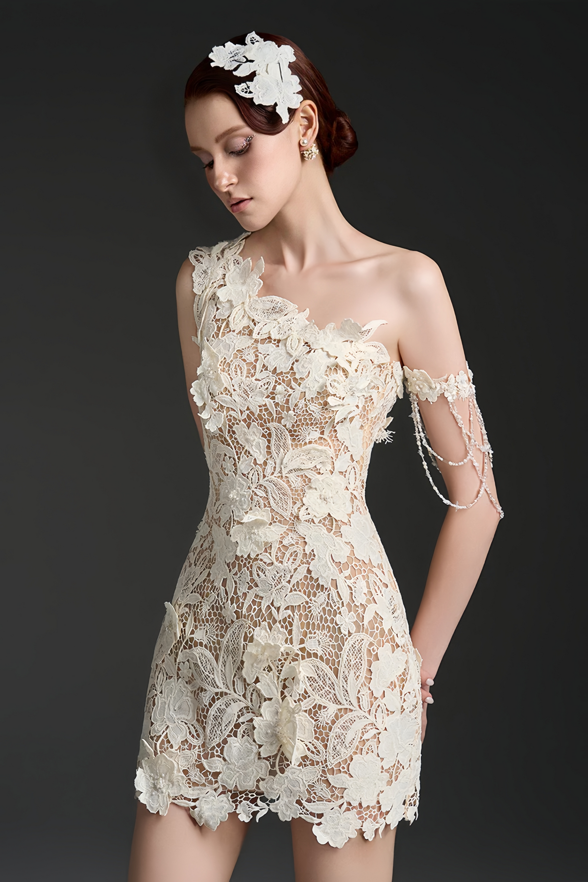 Avalon White One Shoulder Floral Mini Dress