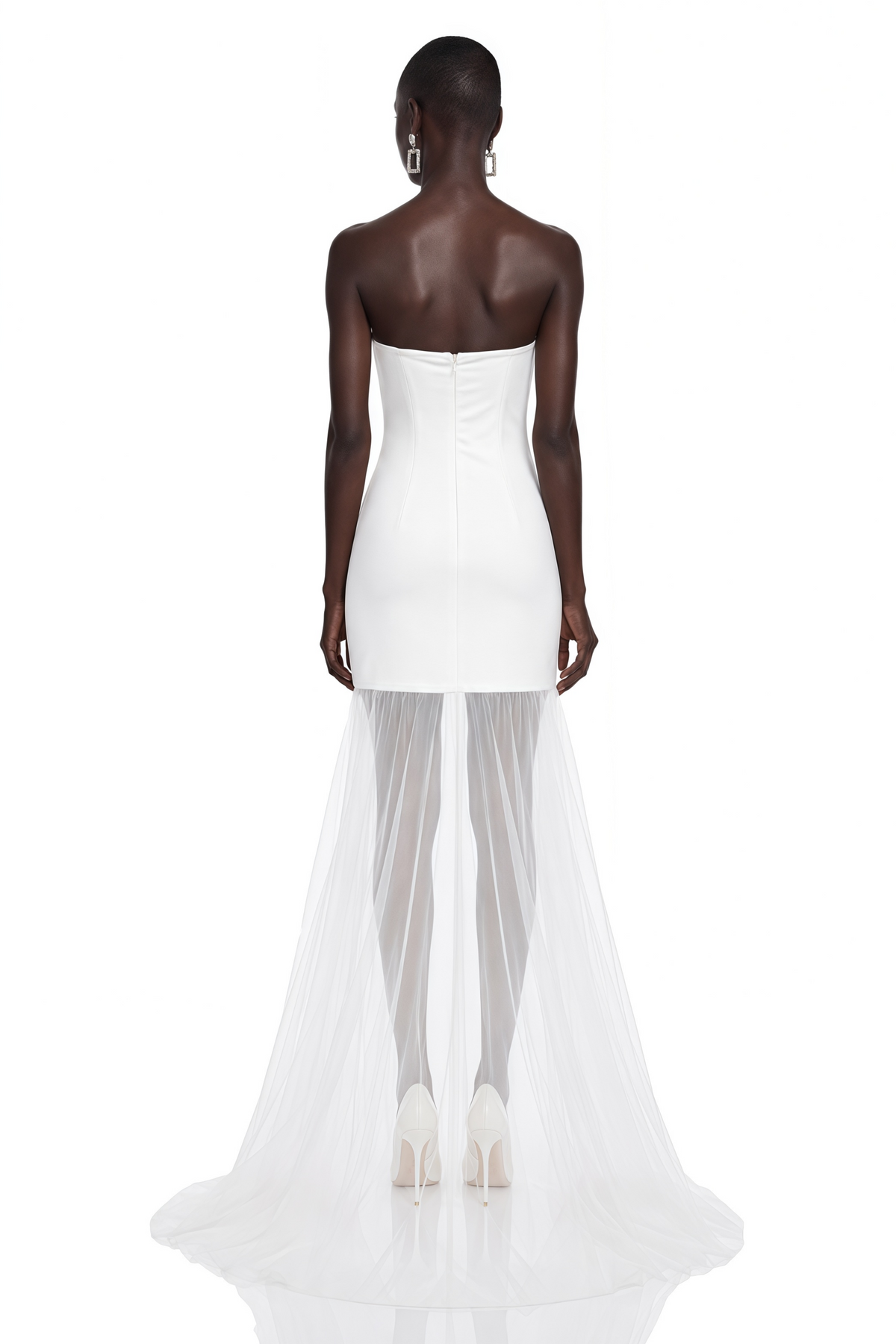 Janet White Floral Embroidered Asymmetrical Mini Dress
