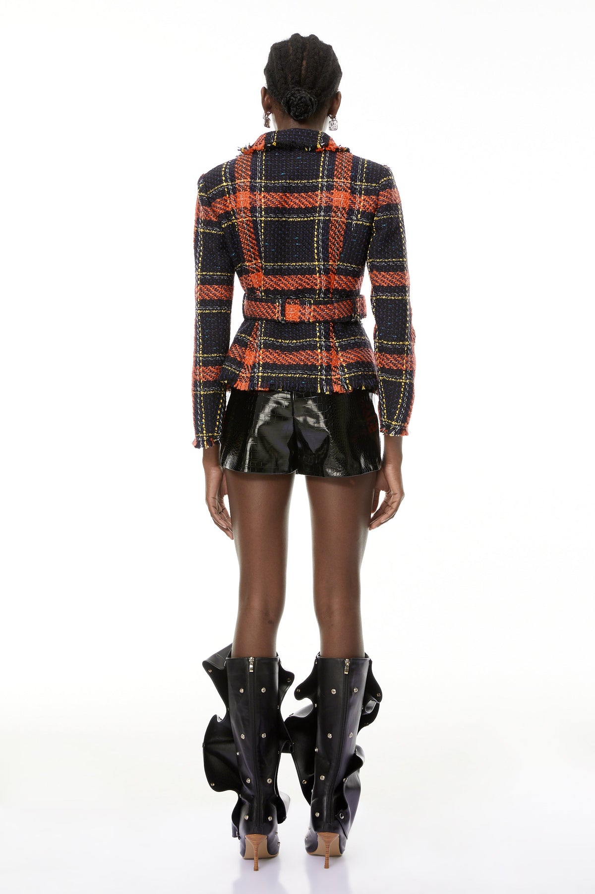Jenna Black Plaid Weave Design Jacket