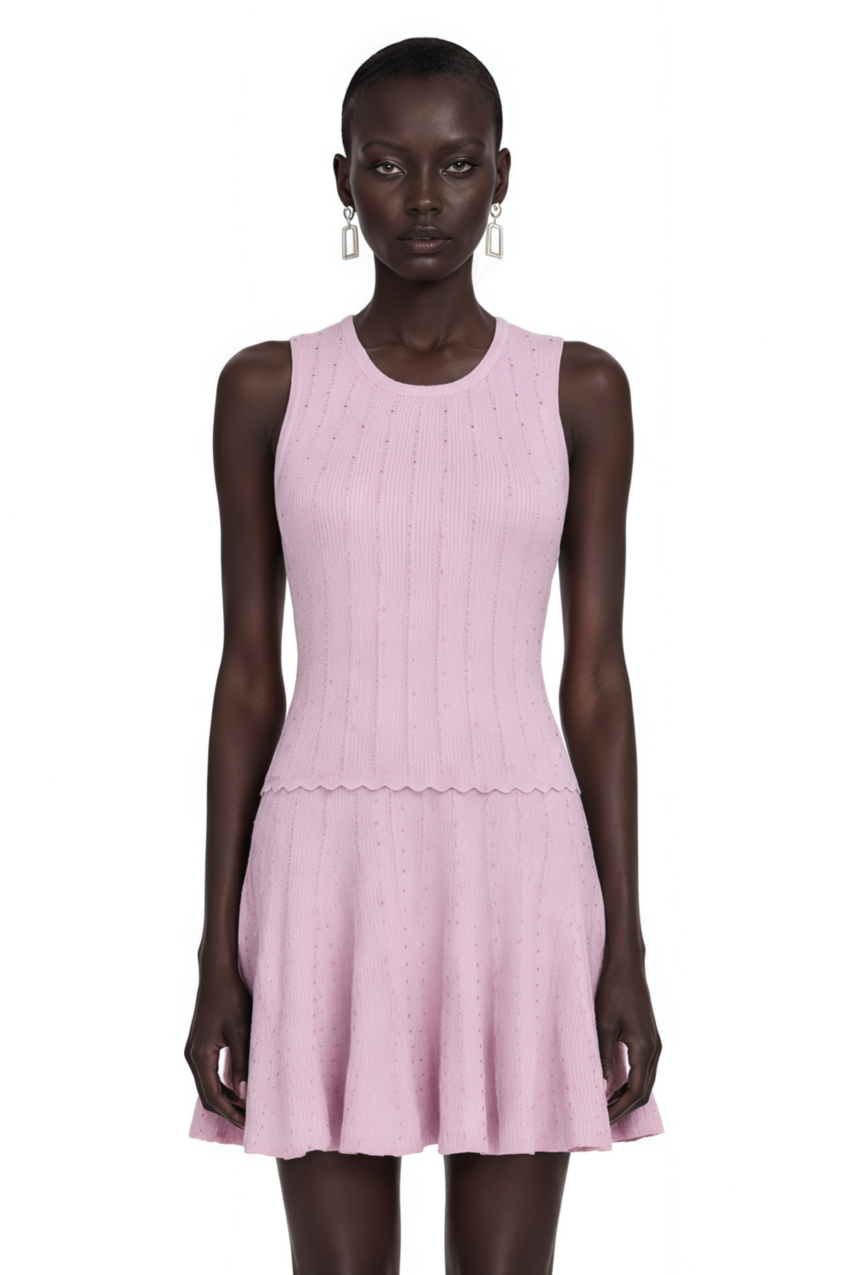 Joan Pink Ribbed Knit Top & Skirt Set