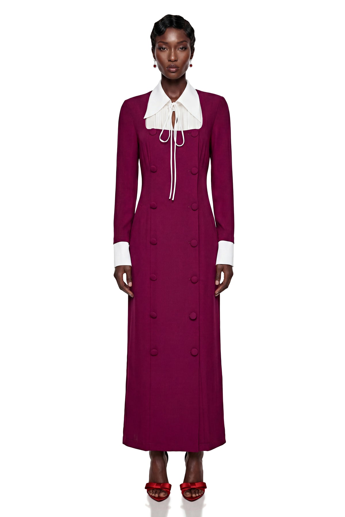 Juniper Purple Long Sleeve Color Block Maxi Dress
