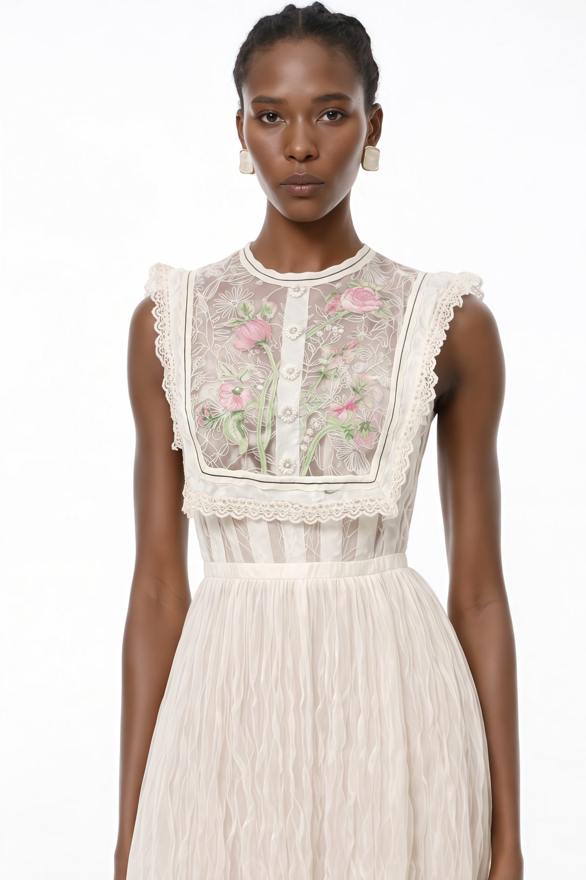 Kaila White Floral Embroidered Maxi Dress
