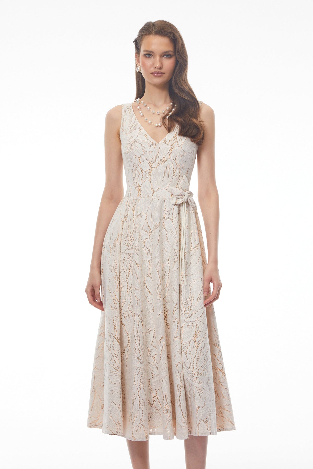 Kamila White Floral Cut-Out Midi Dress