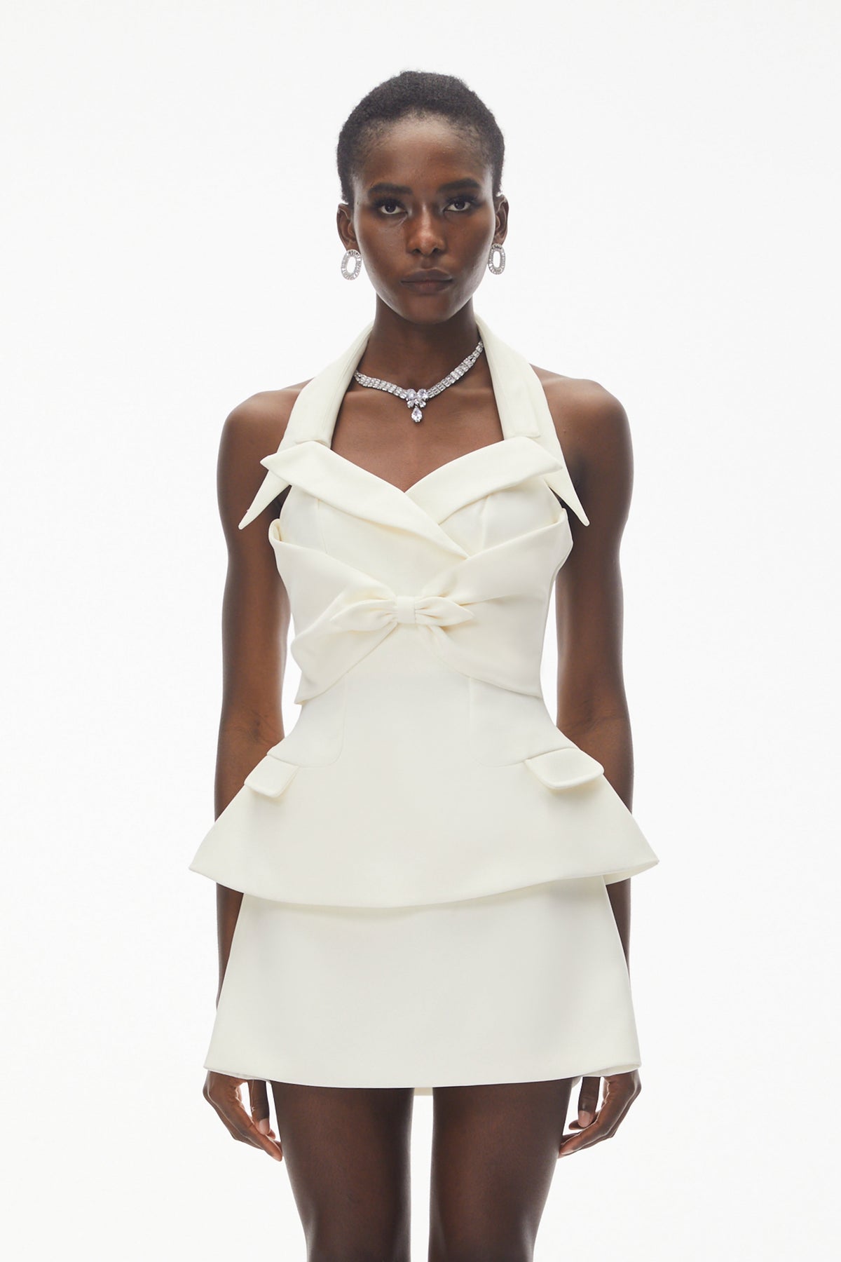 Katayoun White Halterneck Top & Skirt Set