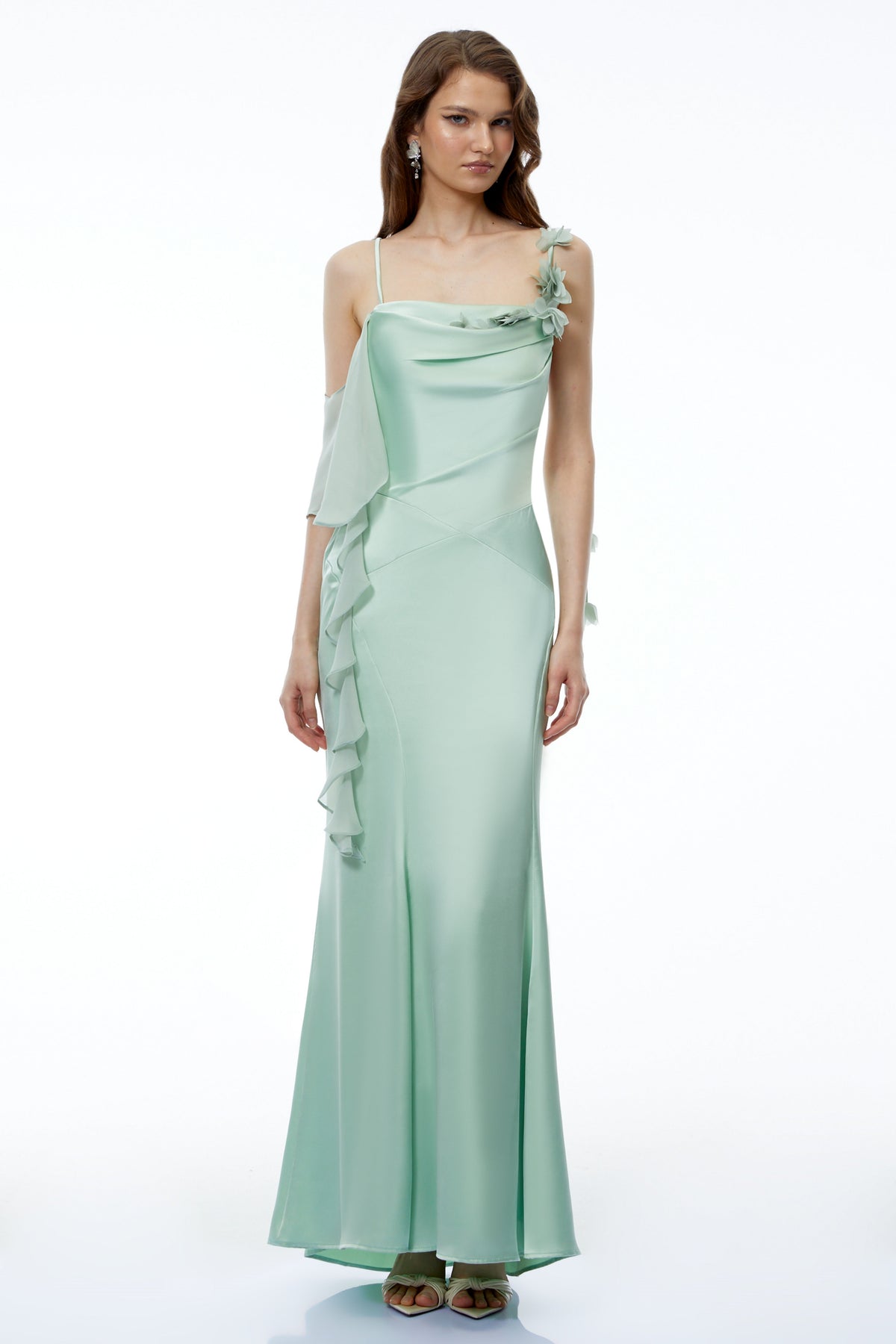 Leilah Green Maxi Dress with 3D Florals