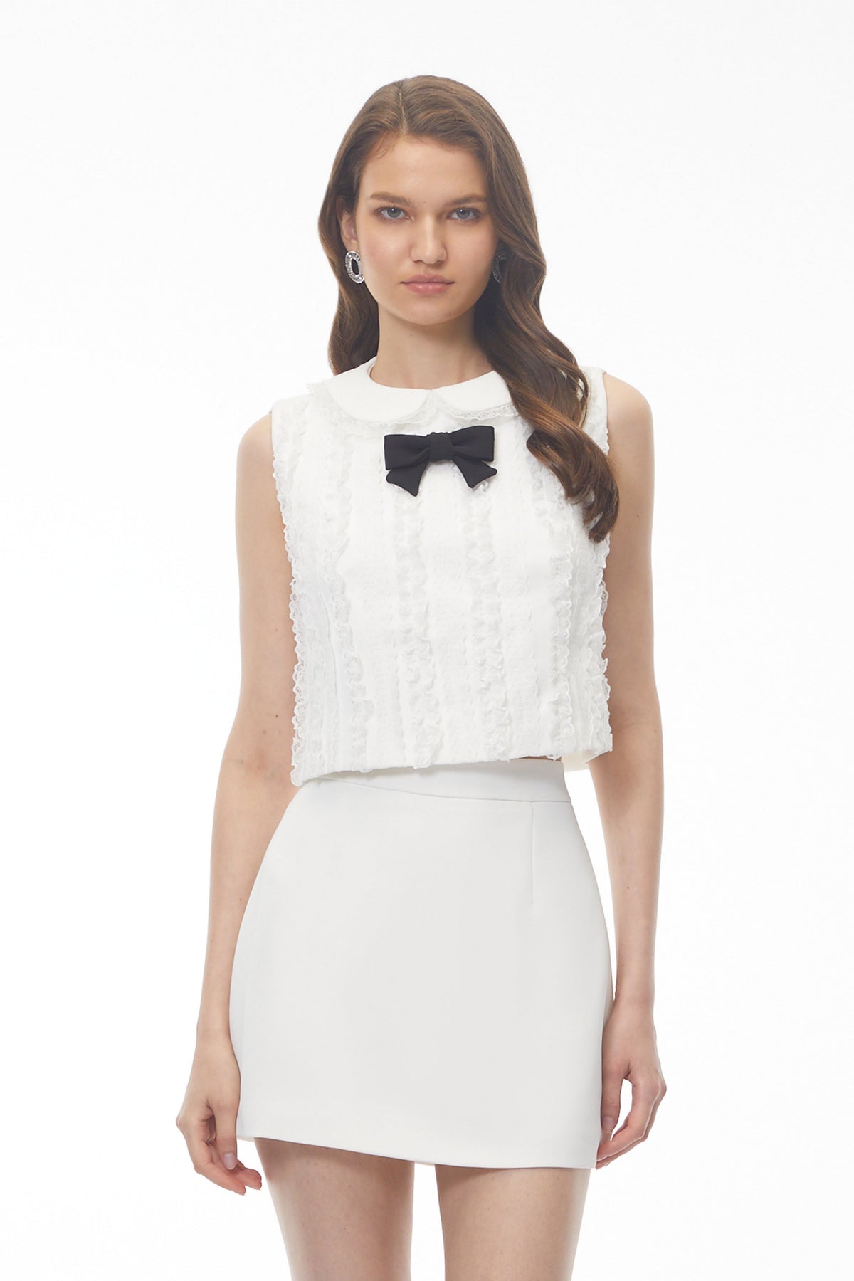 Lorelei White Round Neck Crop Top & Skirt Set