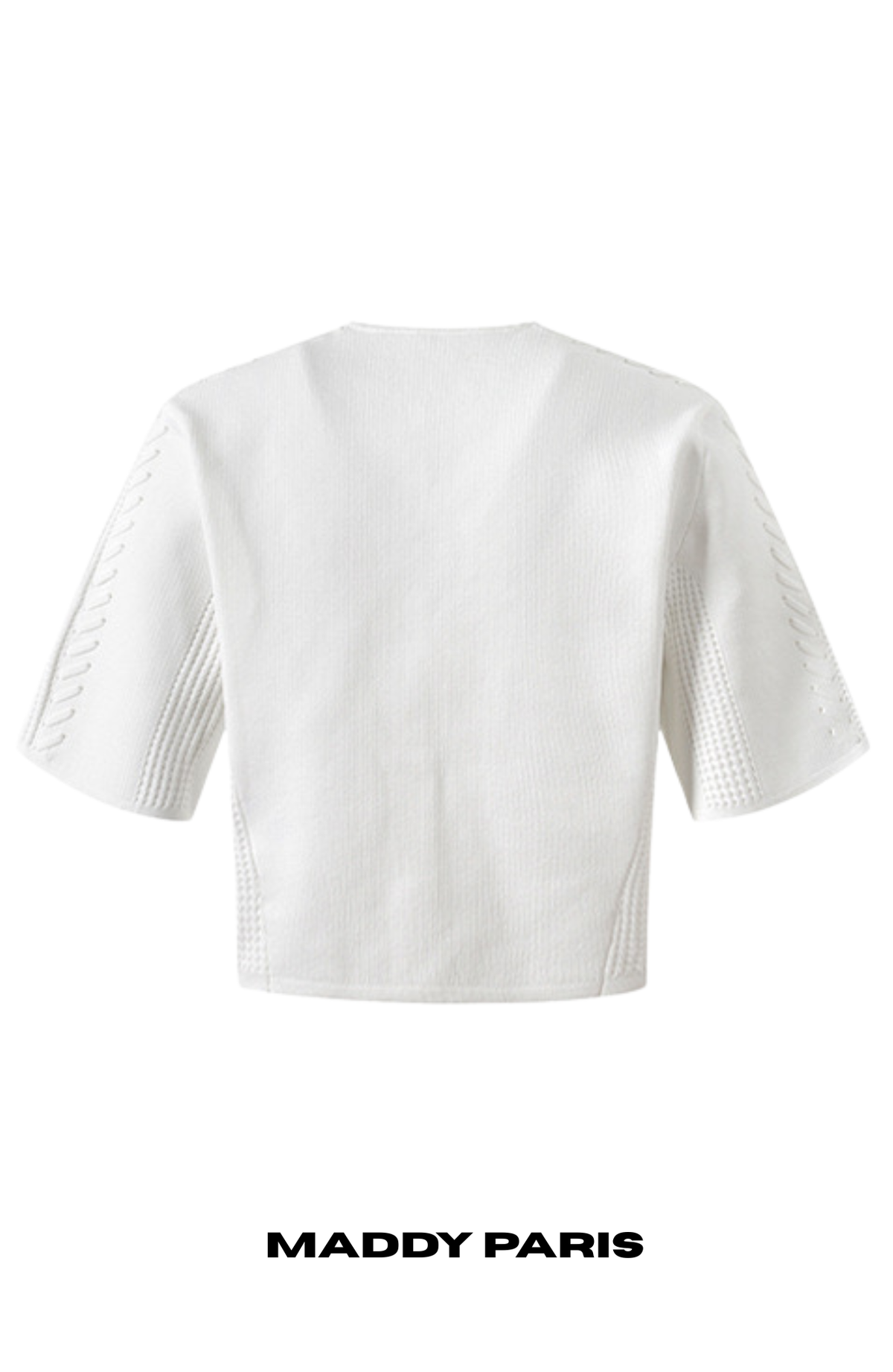 Skyla Short Pointelle Knit Cropped Cardigan – White