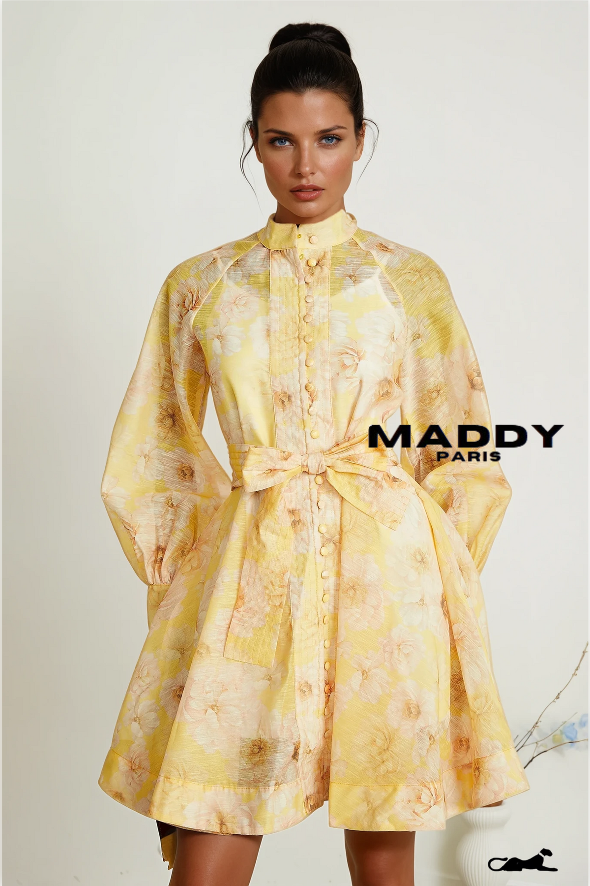 Pénélope floral-print belted mini dress S / Yellow