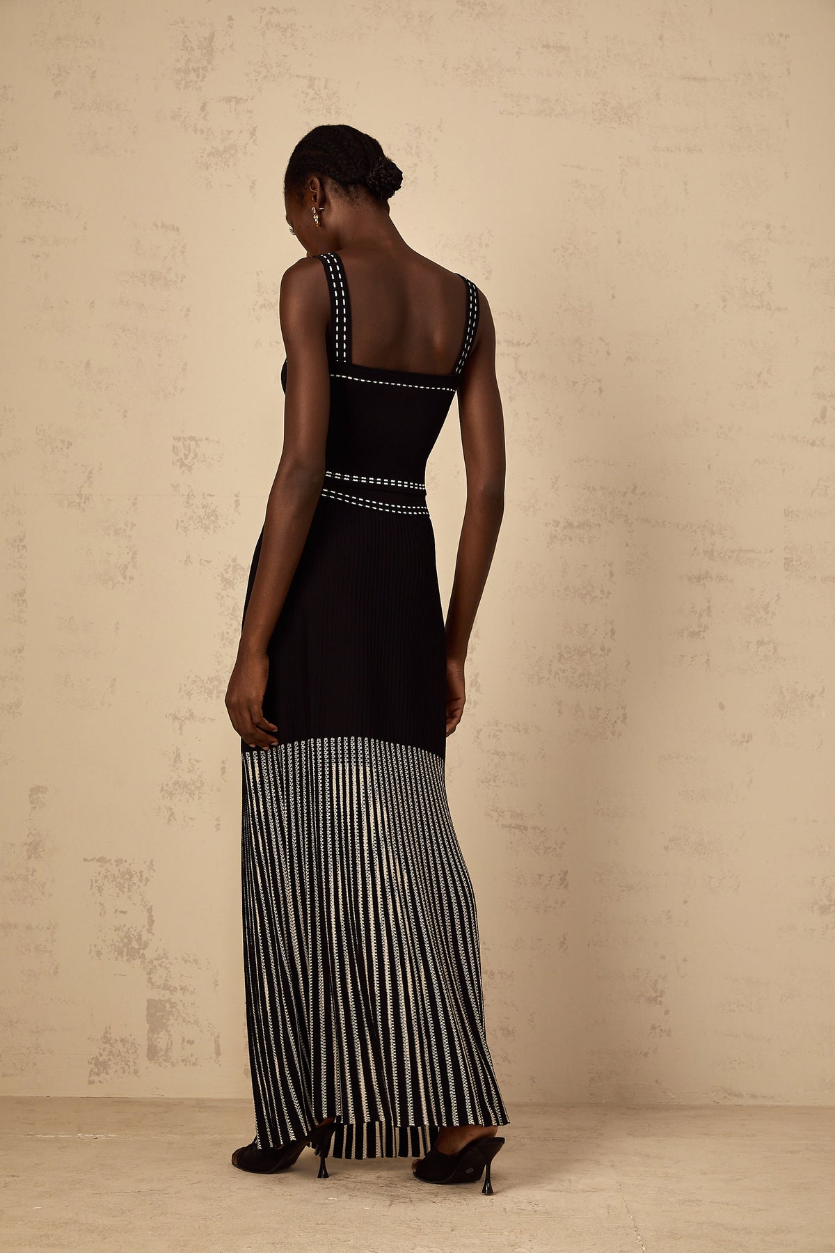 Léontine Contrast Color Ribbed Knit Matching Set