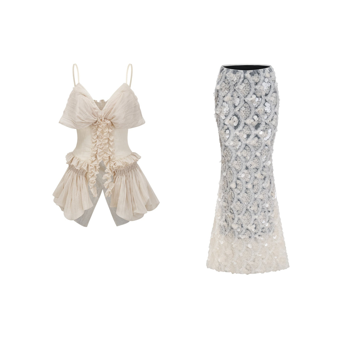 Flocon Neutral Mermaid Top & Skirt Set (Final Sale-US Only)