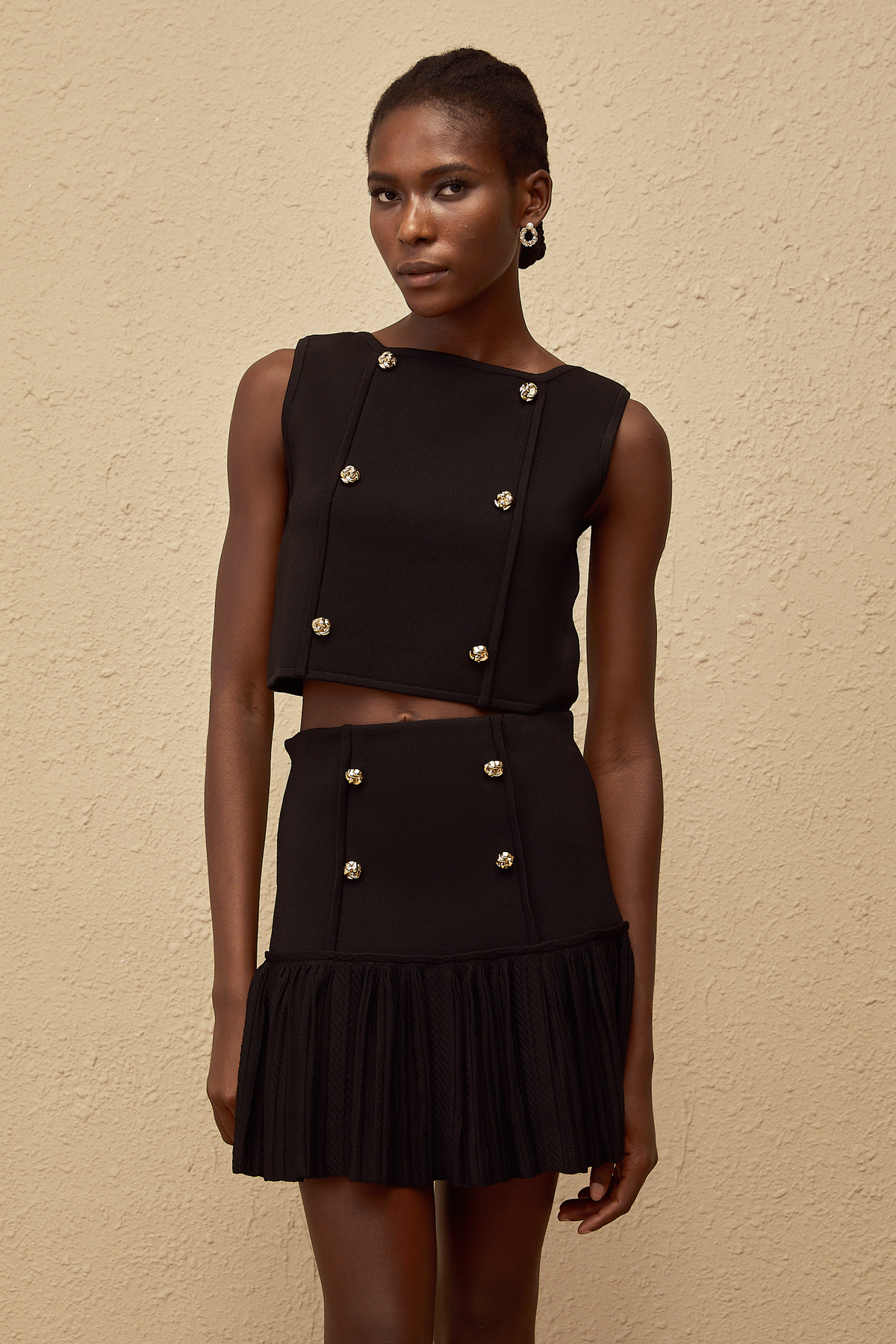 Georgia Black Knit Top & Skirt Set (Final Sale)