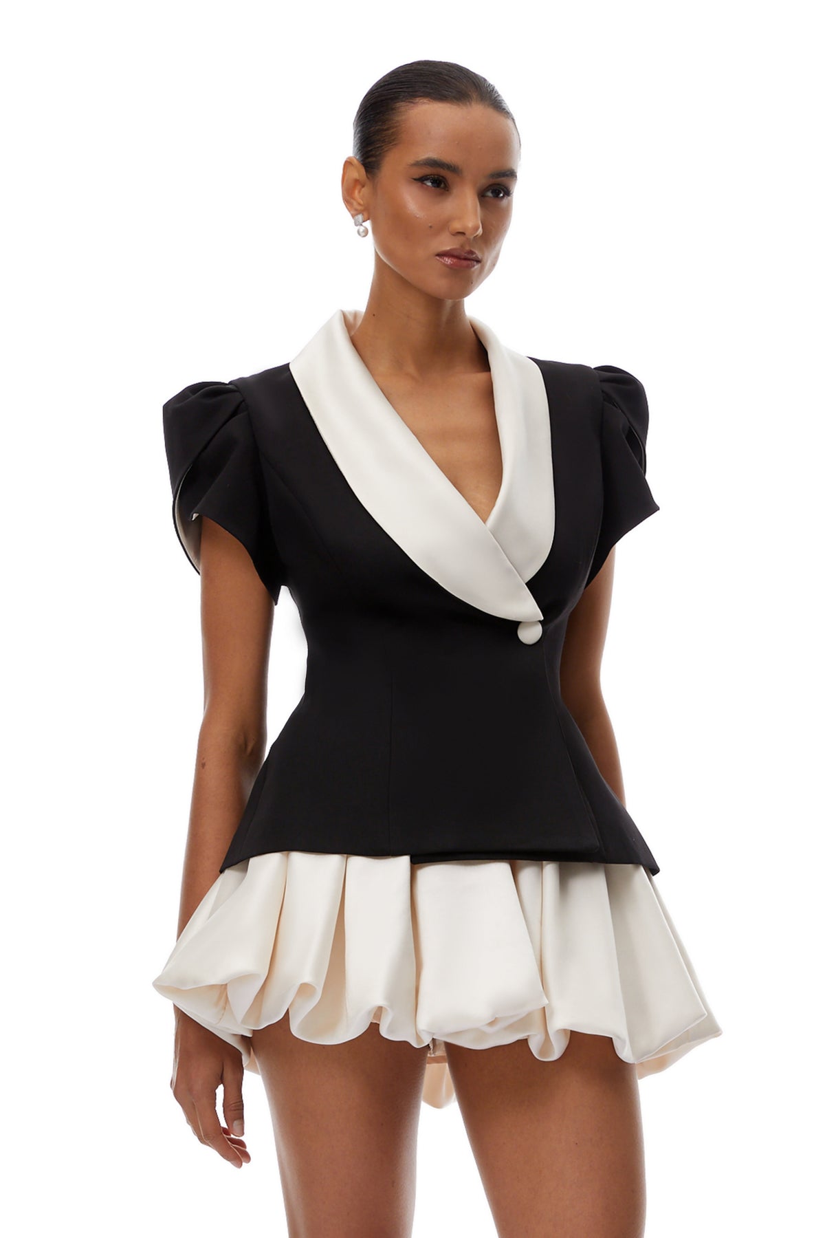 Acharya Color Block Bubble Hem Mini Dress