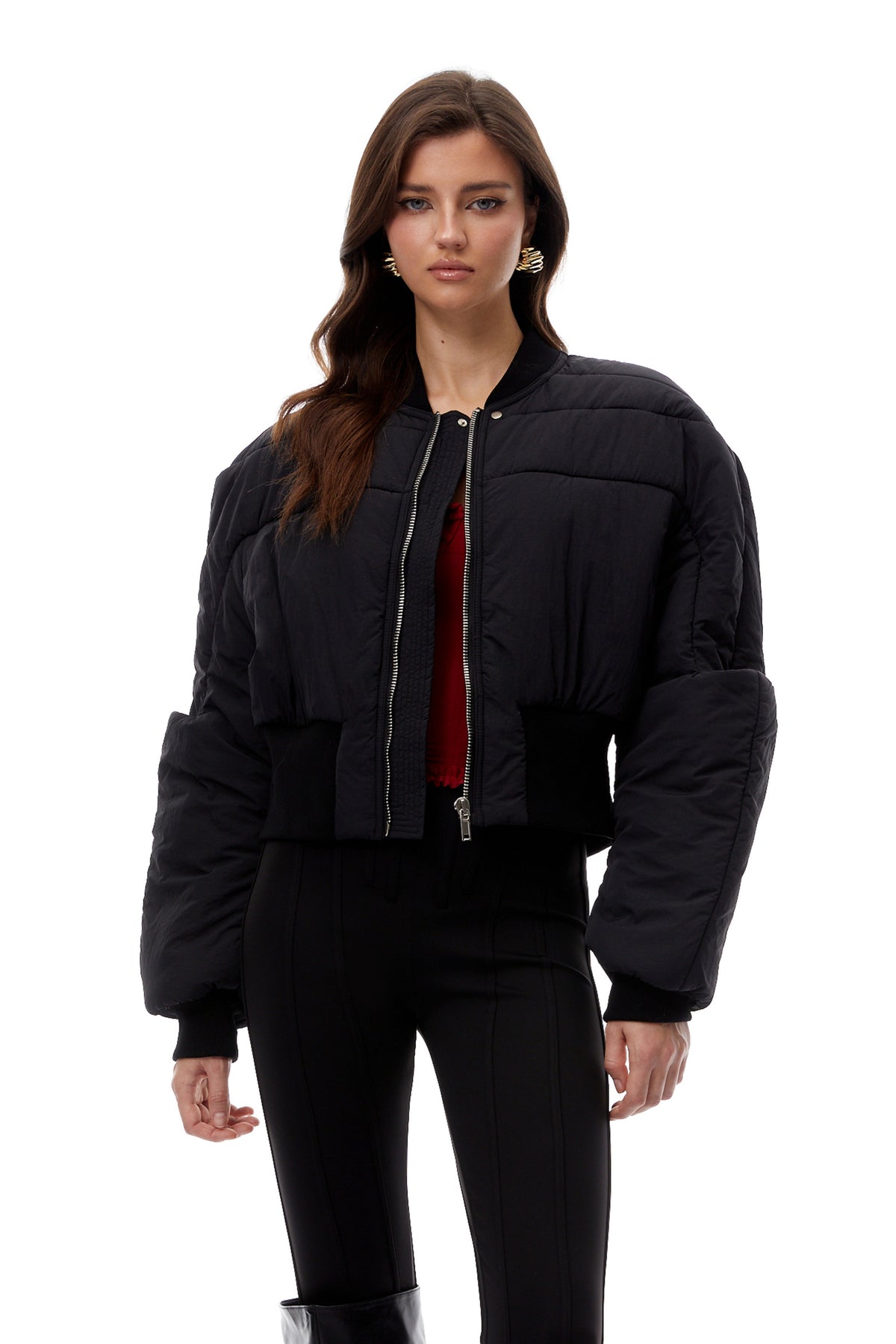 Winona Black Structured Bomber Down Jacket